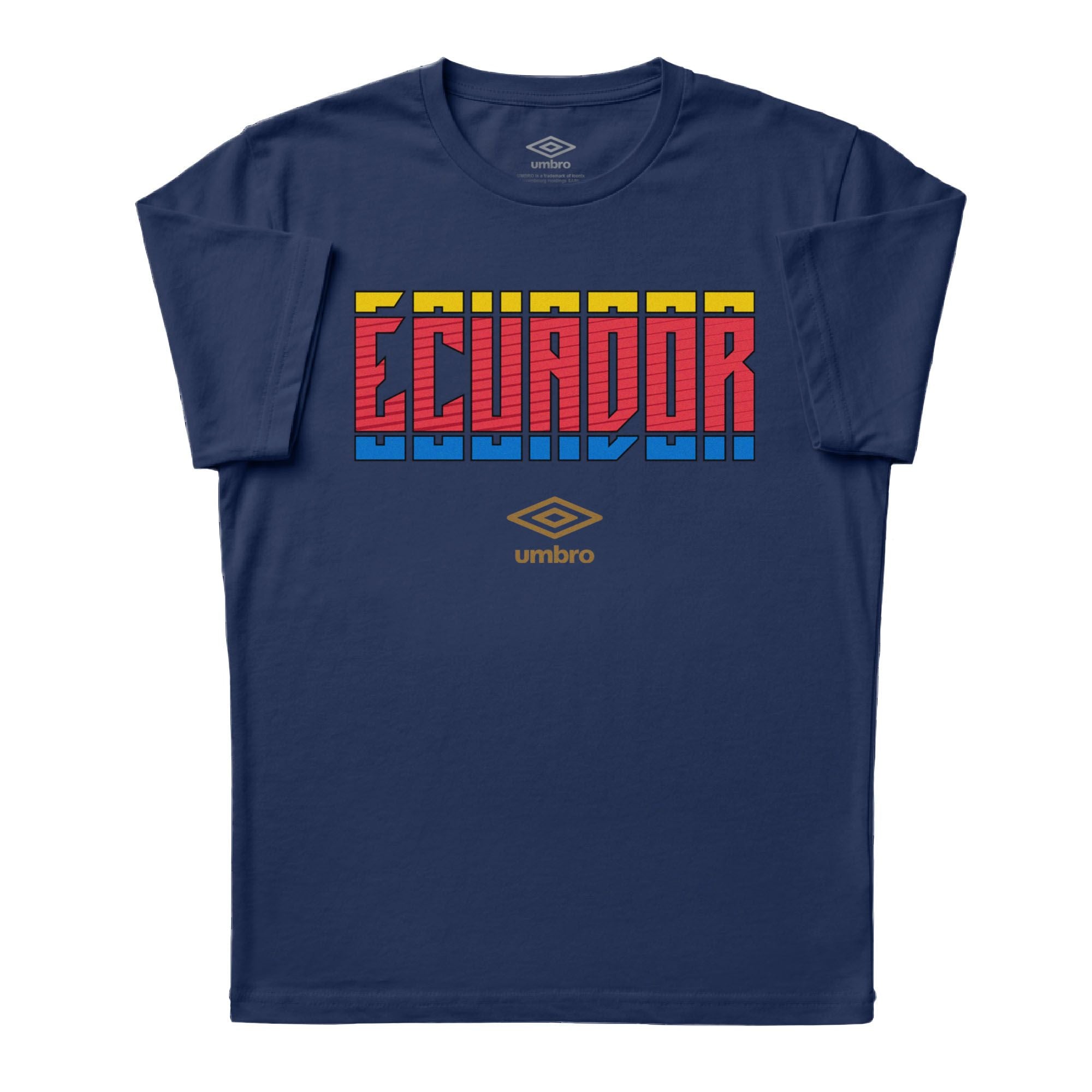Ecuador Stacked navy blue soccer tee in cotton with short sleeves and round neck - Shop men's graphic tee shirts by Umbro