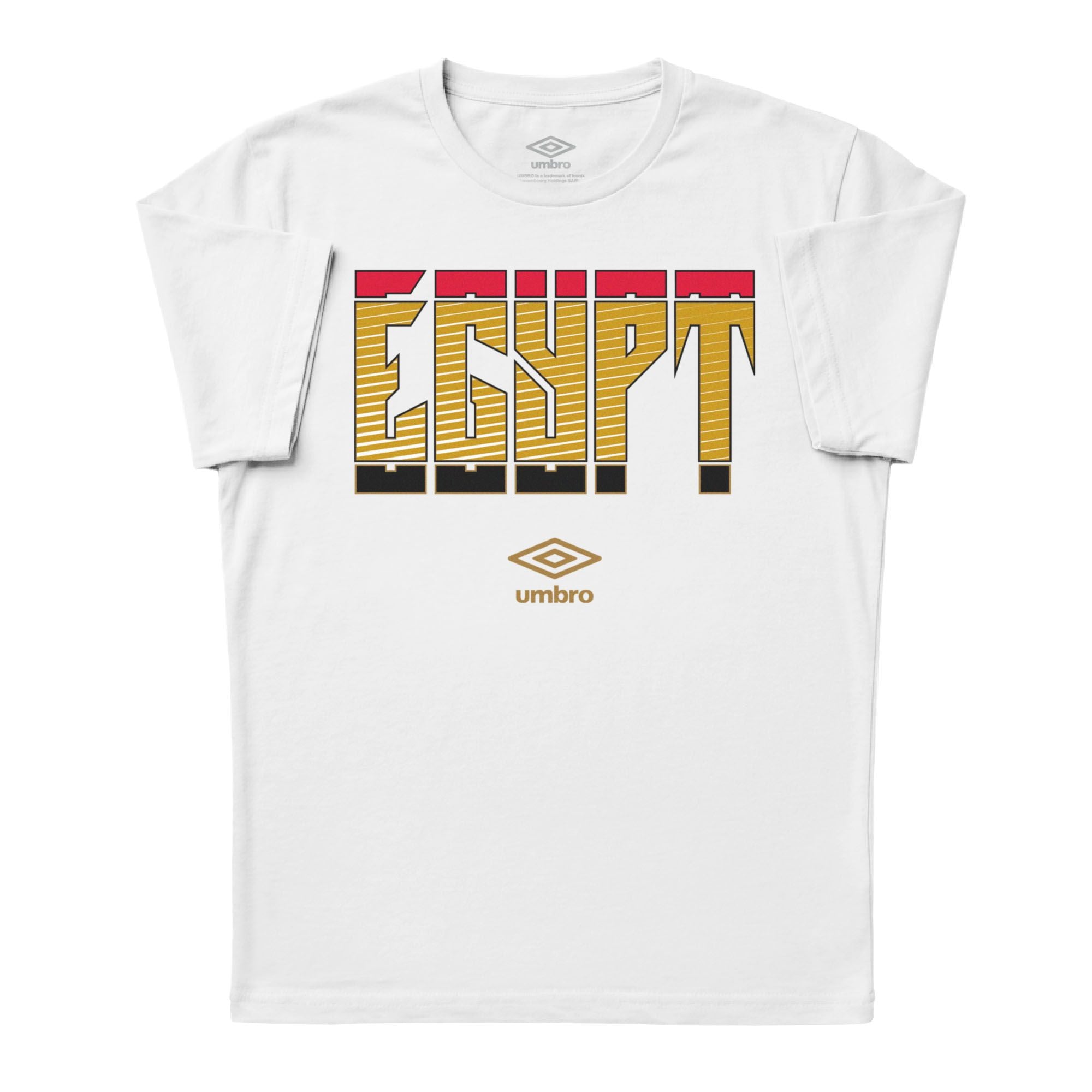 Egypt Stacked white soccer t shirt in cotton with short sleeves - Shop men's workout tee shirts by Umbro