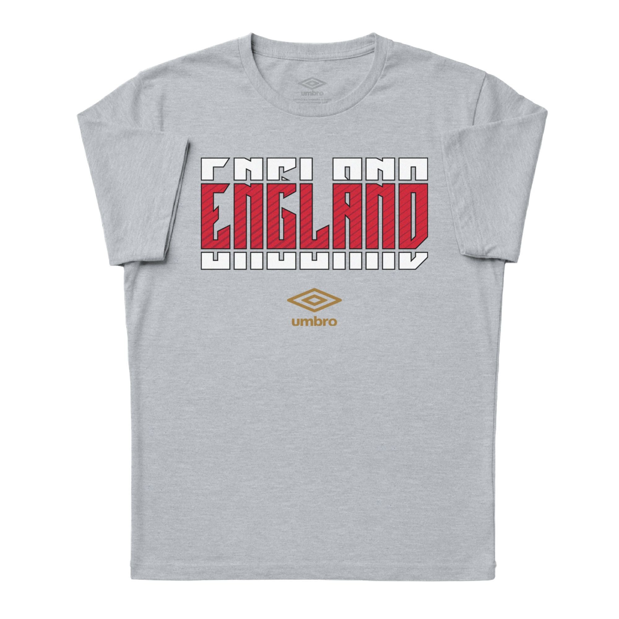 England Stacked grey soccer tee in cotton with short sleeves and round neck - Shop men's graphic tee shirts by Umbro.