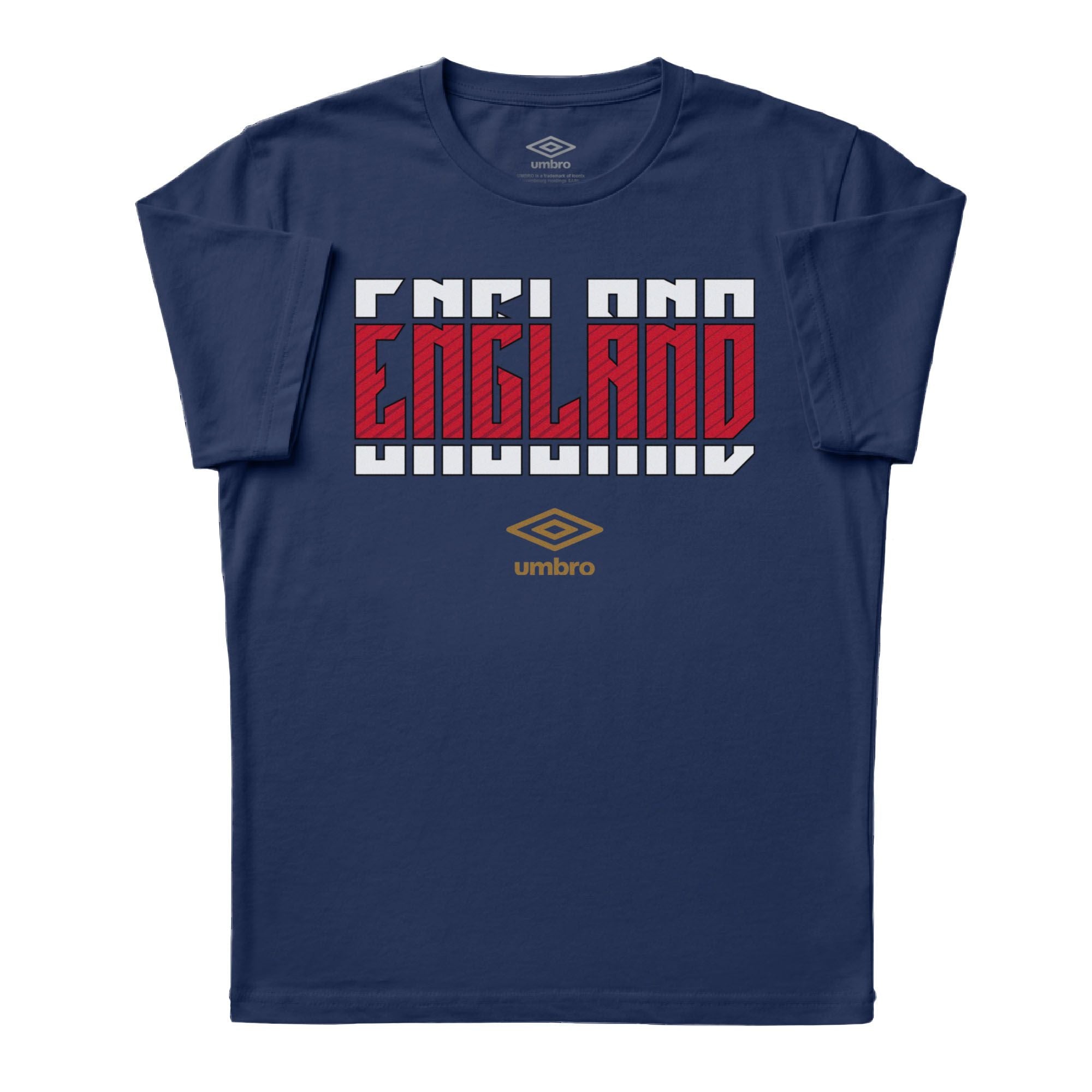England Stacked navy blue soccer tee in 100% cotton with short sleeves and round neck. Shop men's workout tees by Umbro.