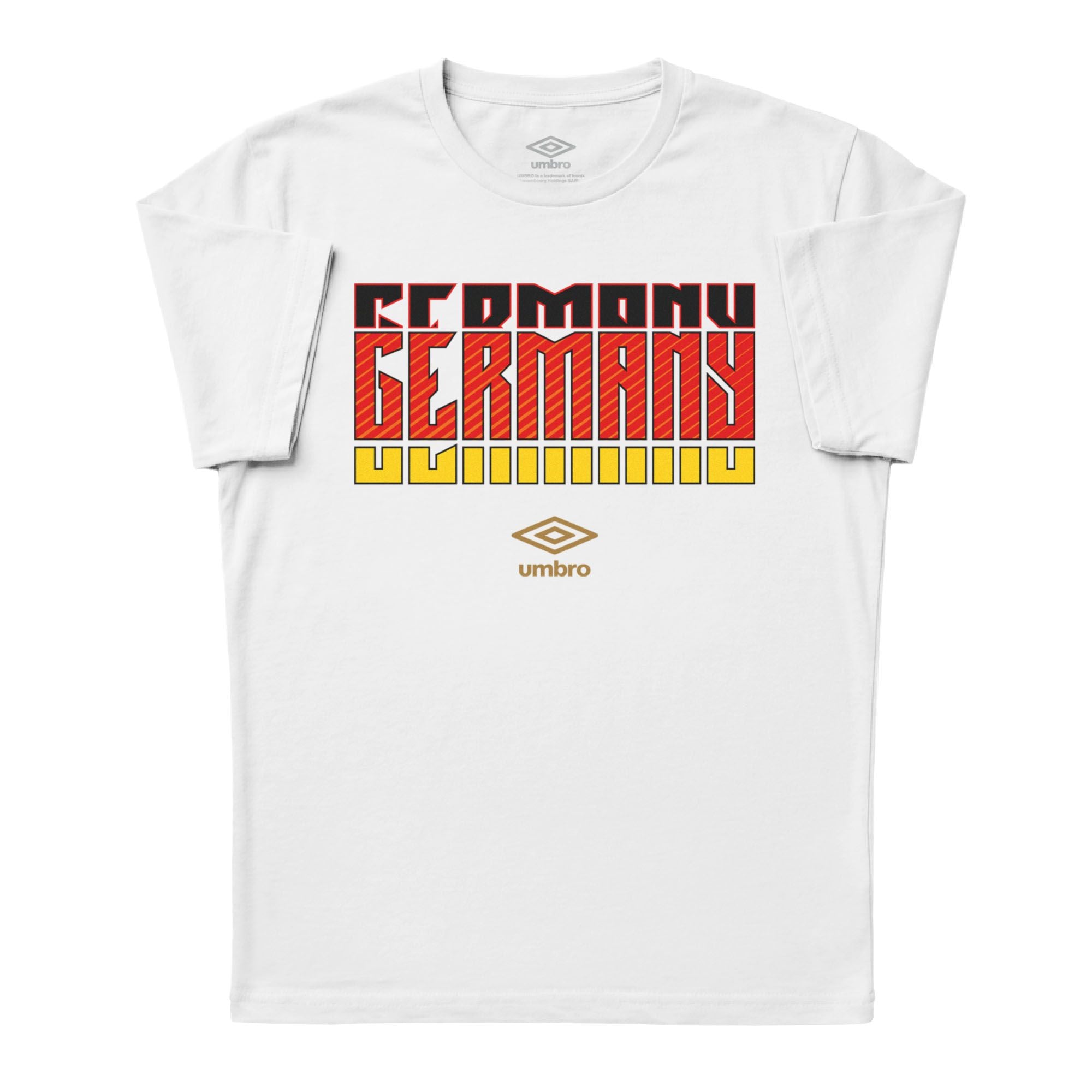 Germany Stacked white soccer tee in 100% cotton with short sleeves and round neck - Shop men's graphic tees by Umbro