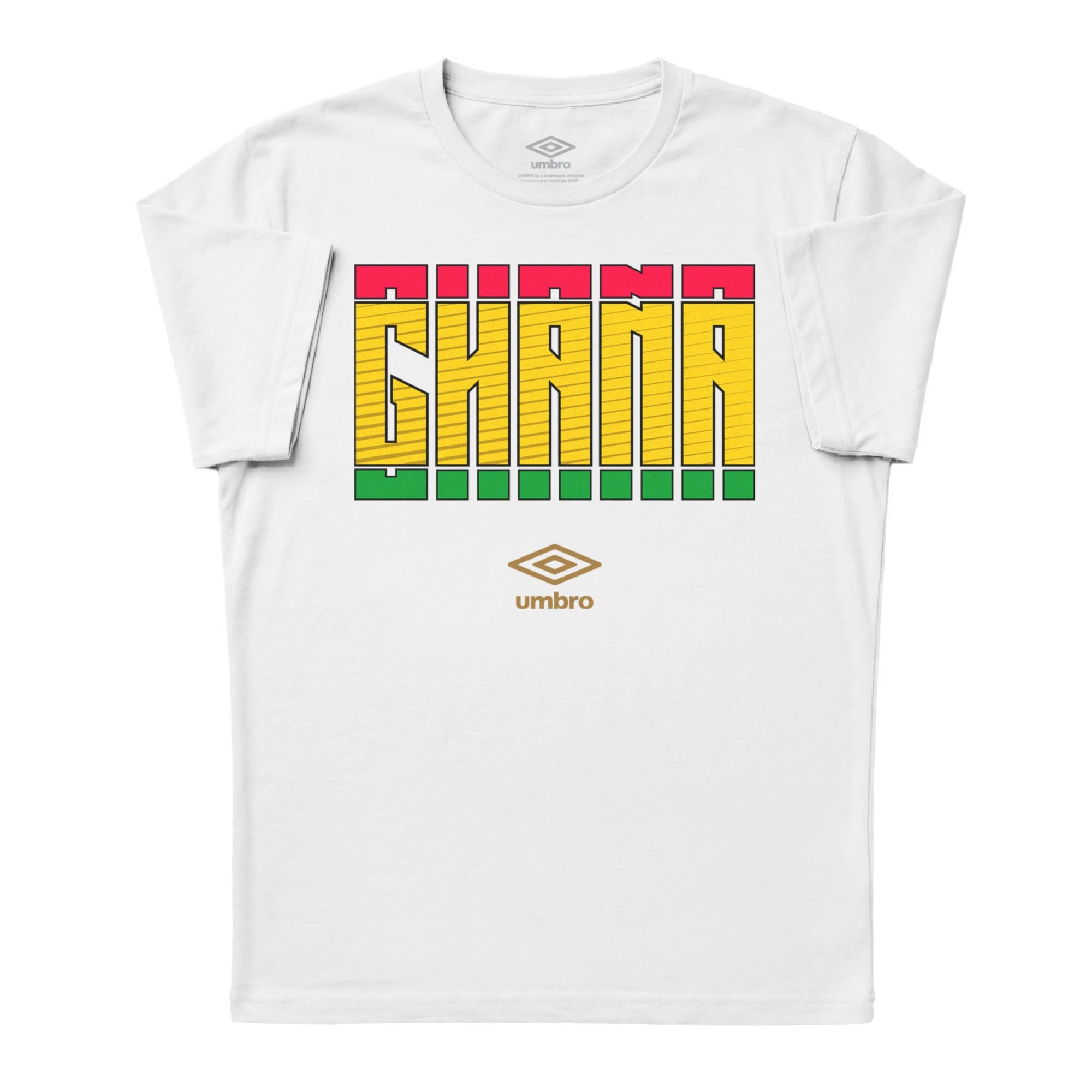 Ghana Stacked white soccer tee in cotton with short sleeves - Shop men's workout tee shirts by Umbro.