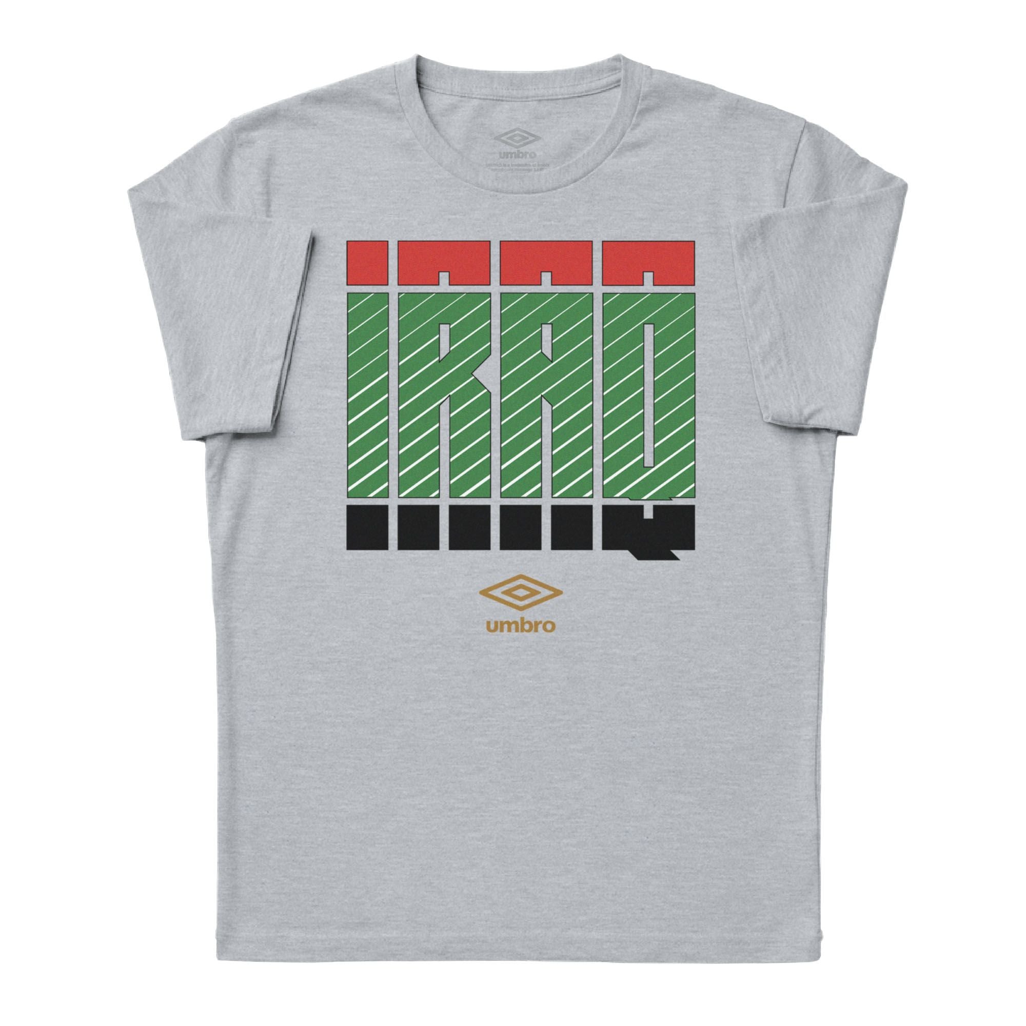 Iraq Stacked grey soccer tee in 100% cotton with short sleeves and round neck - Shop men's workout tees by Umbro.
