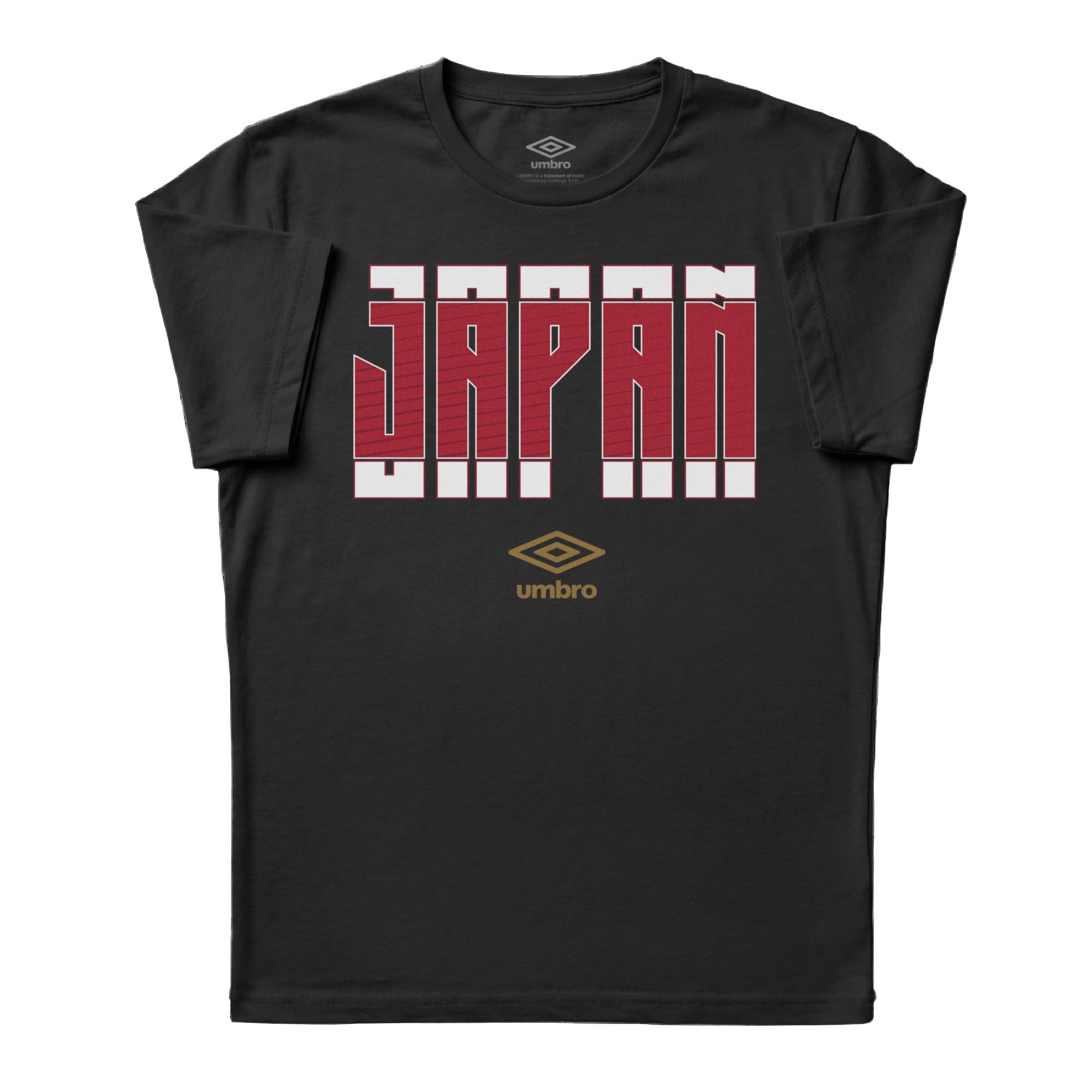 Japan Stacked black soccer tee in 100% cotton with short sleeves and round neck - Shop men's workout tees by Umbro.