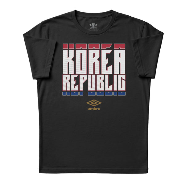 Korea Stacked Black Soccer T-Shirt