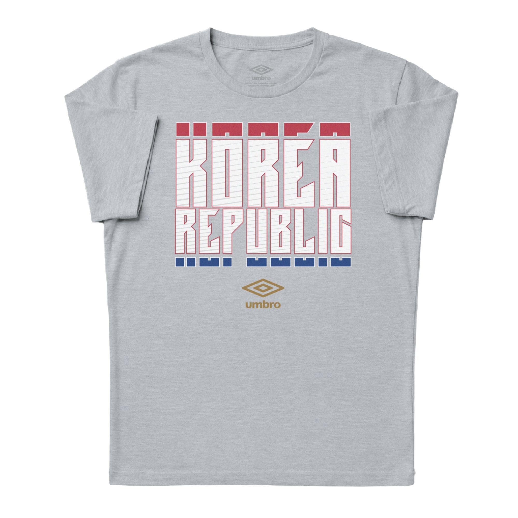 Korea Stacked grey soccer tee in 100% cotton with short sleeves and round neck -Shop men's workout tees by Umbro