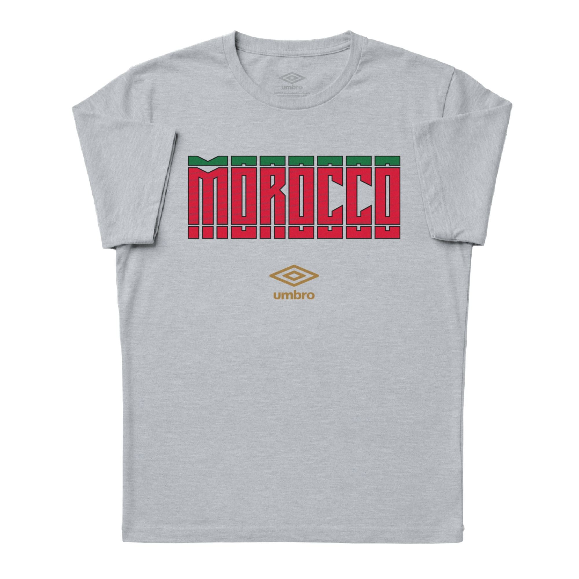 Morocco Stacked grey soccer tee in cotton with short sleeves - Shop men's workout tee shirts by Umbro.