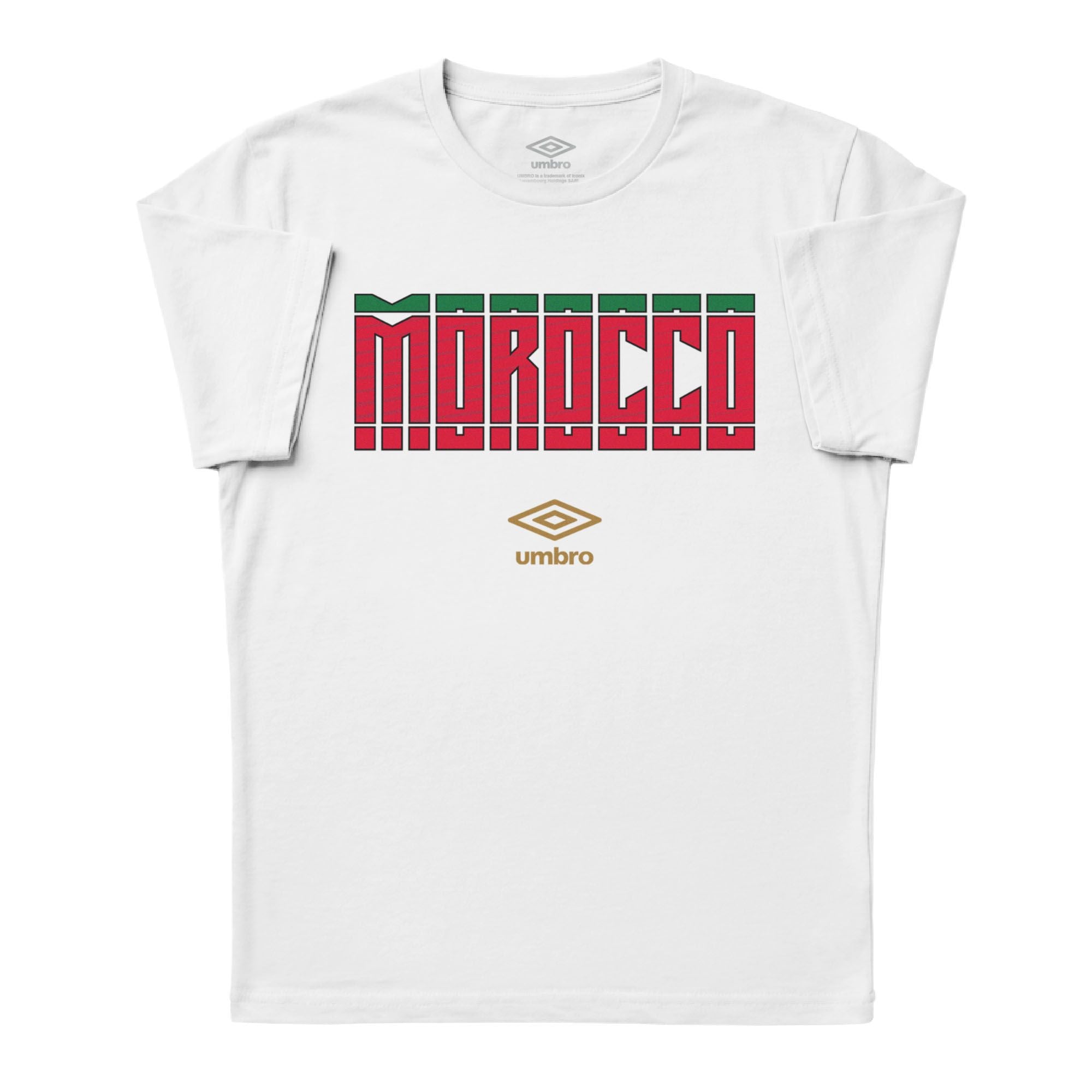Morocco Stacked white soccer t shirt in cotton with short sleeves - Shop men's workout tee shirts by Umbro.
