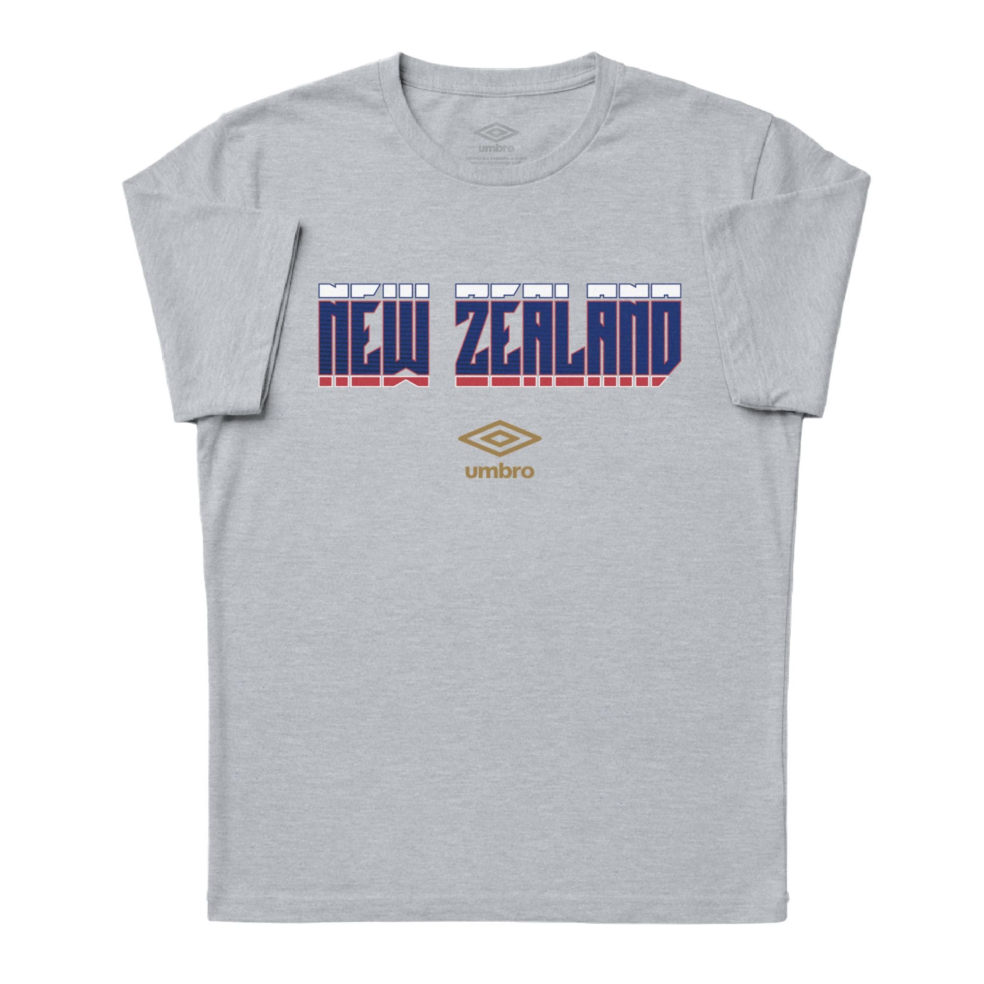 New Zealand Stacked grey soccer tee in cotton with short sleeves and round neck - Shop men's workout tees by Umbro