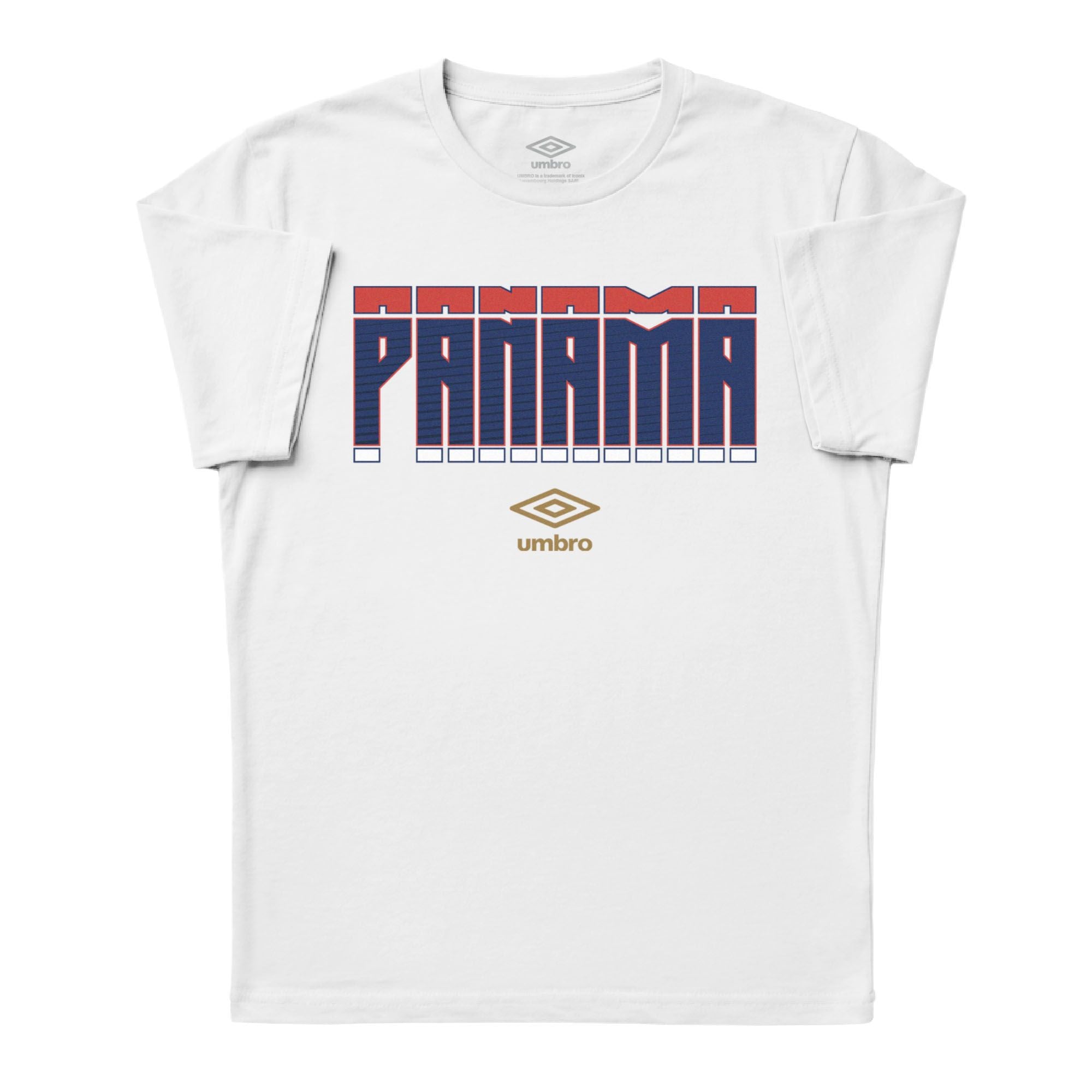 Panama Stacked white soccer tee in 100% cotton with short sleeves and round neck - Shop men's workout tees by Umbro