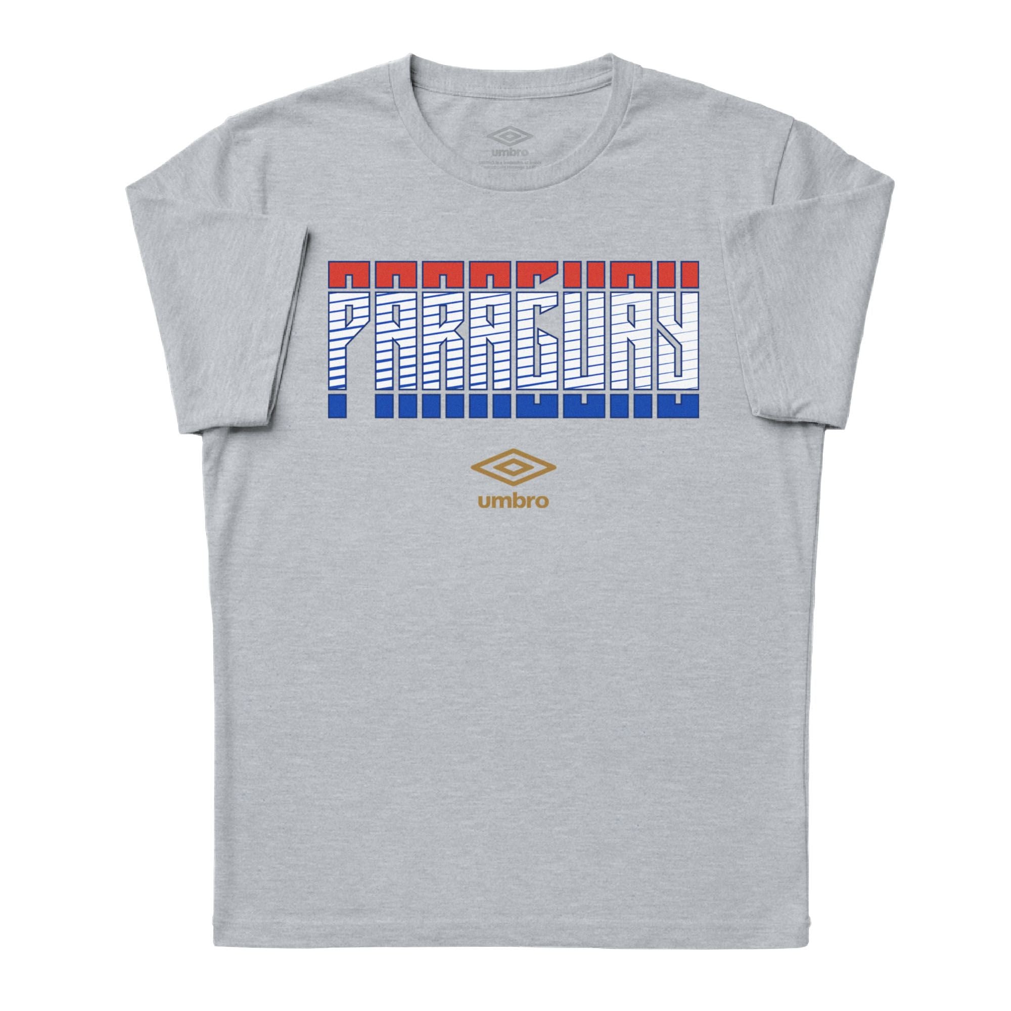 Paraguay Stacked grey soccer tee in 100% cotton with short sleeves and round neck. Shop men's graphic tees by Umbro.