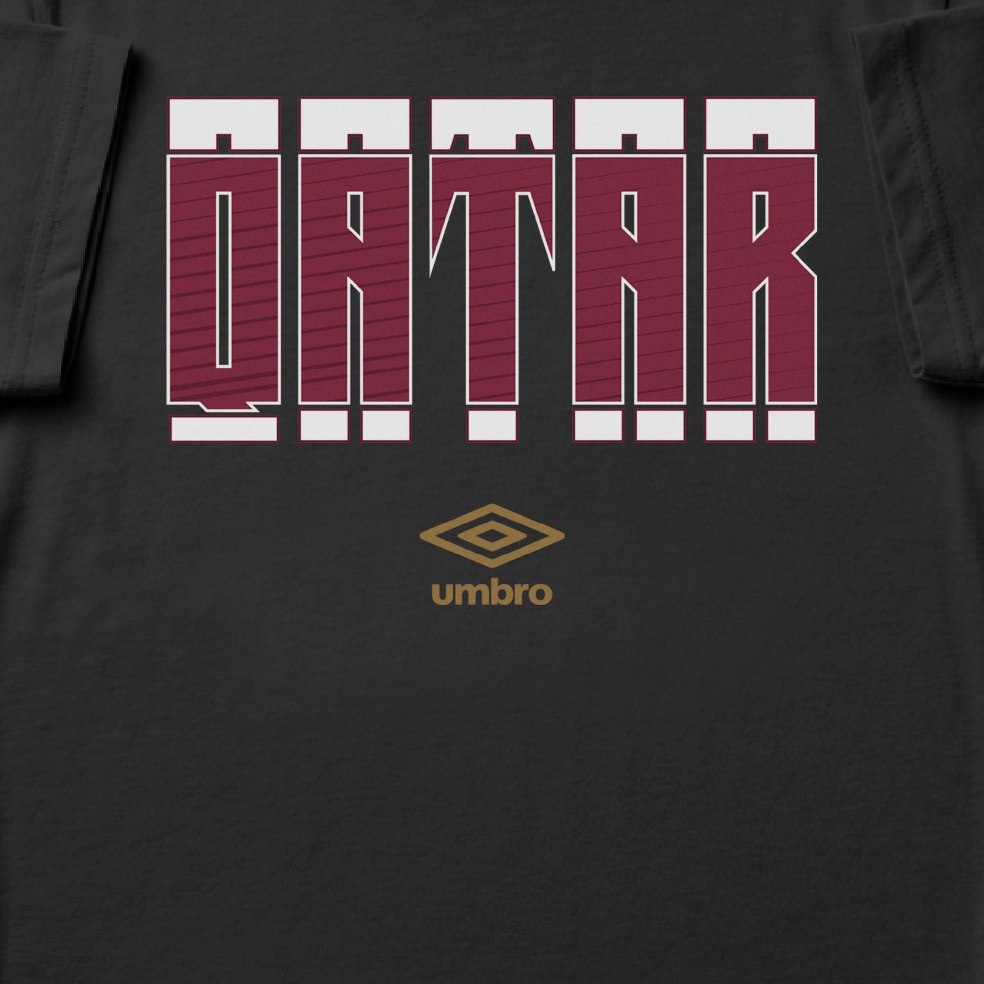 Qatar Stacked black soccer t shirt in 100% cotton with short sleeves - Shop men's workout tees by Umbro.