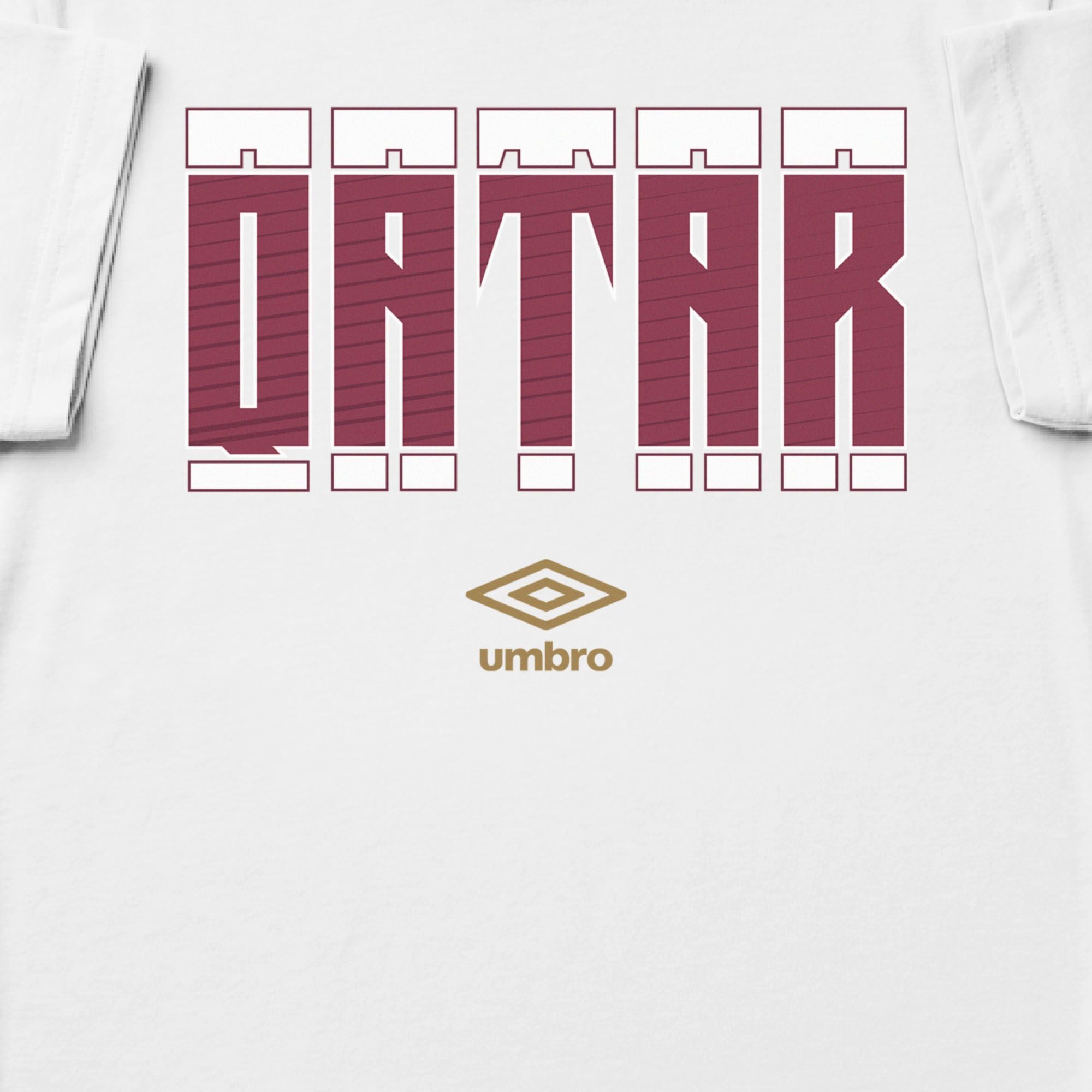Qatar Stacked white soccer t shirt in 100% cotton with short sleeves - Shop men's workout tees by Umbro.