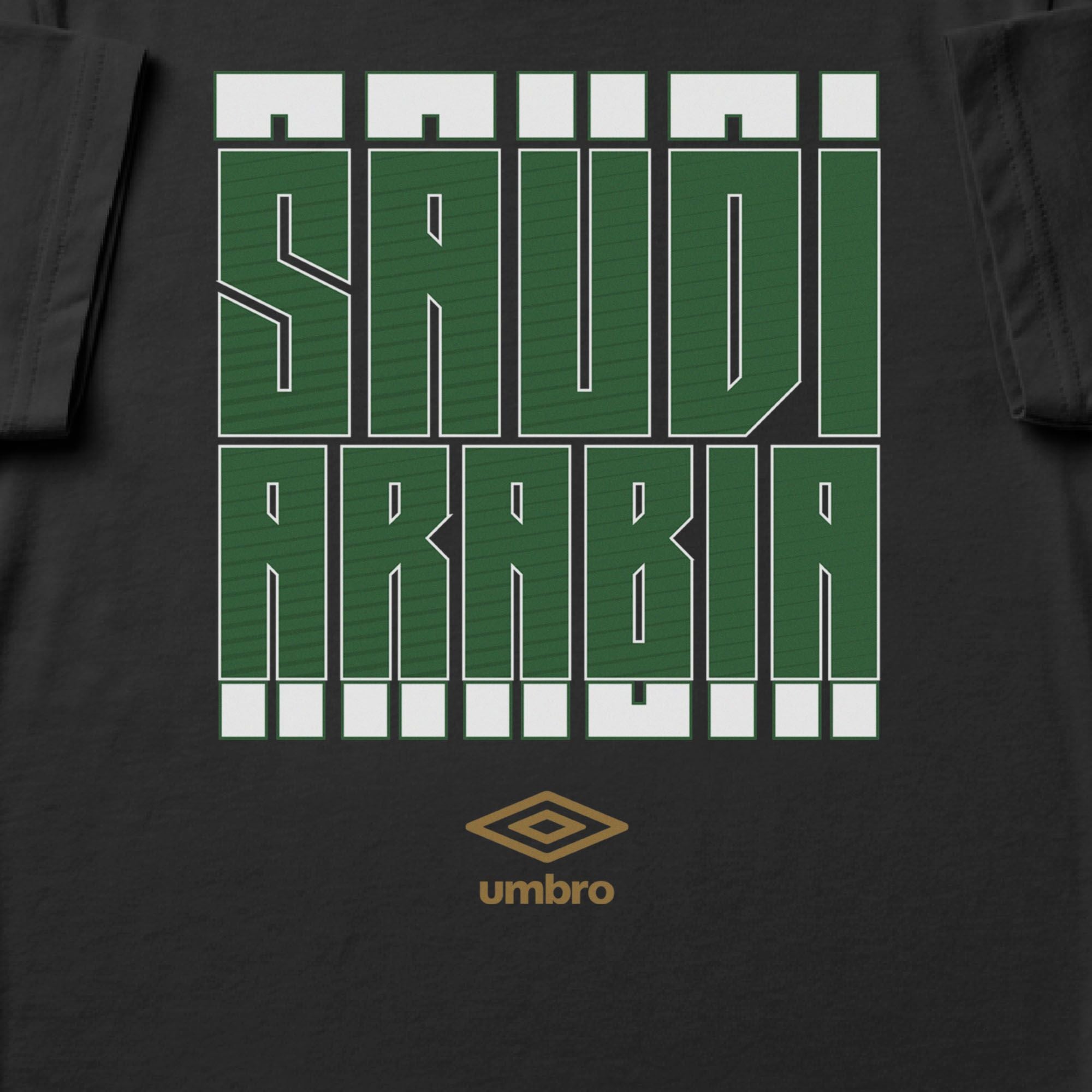 Saudi Arabia Stacked black soccer t shirt in 100% cotton with short sleeves - Shop men's workout tees by Umbro