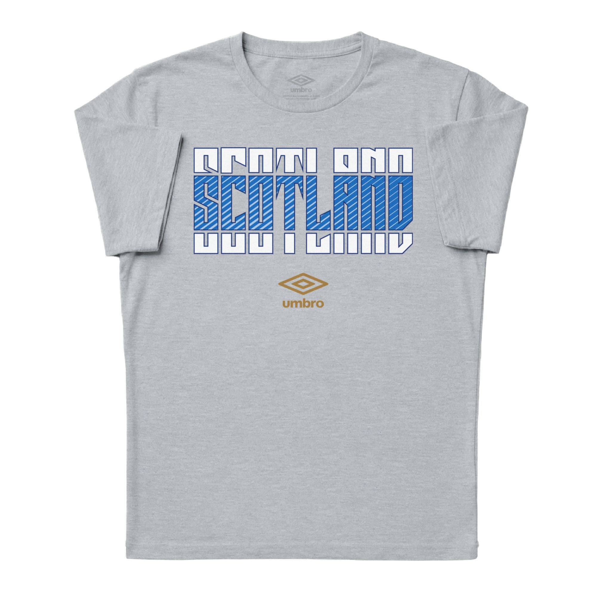 Scotland Stacked grey soccer tee in 100% cotton with short sleeves and round neck - Shop men's graphic tees by Umbro