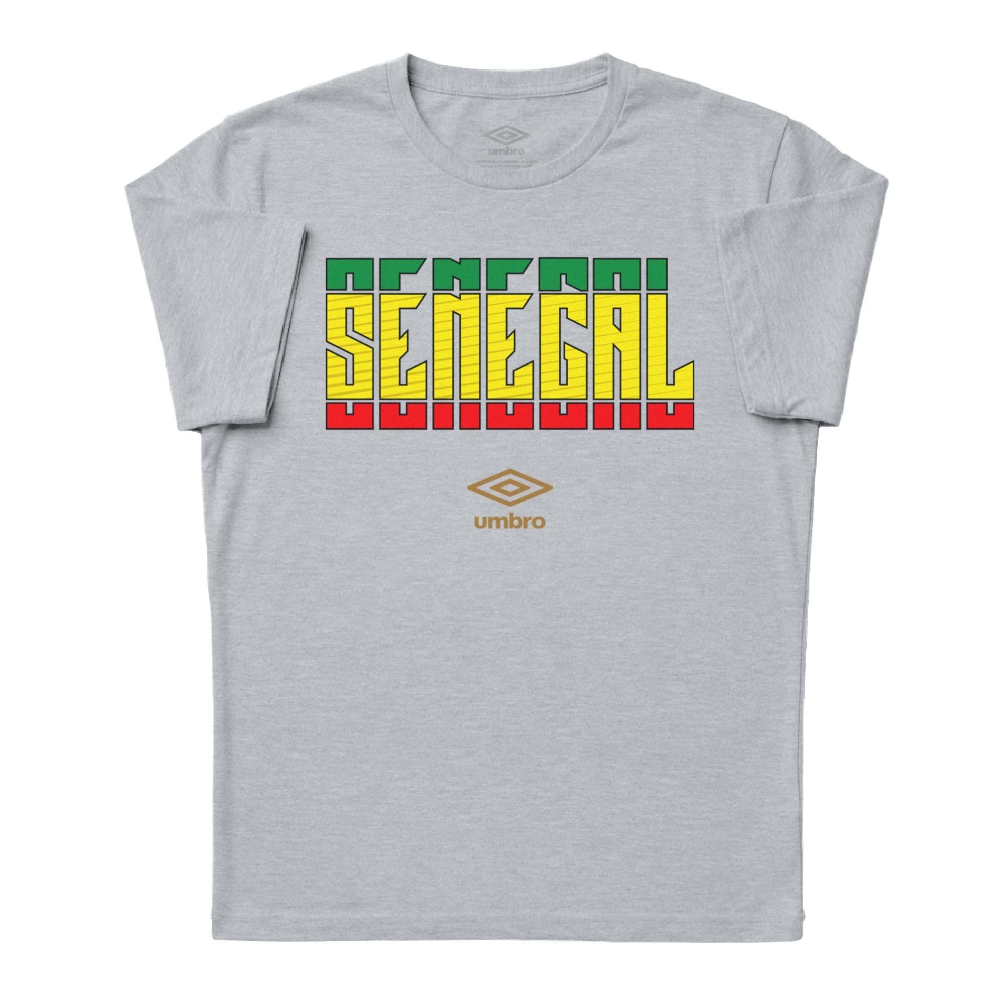 Senegal Stacked grey soccer tee in cotton with short sleeves - Shop men's workout tee shirts by Umbro.