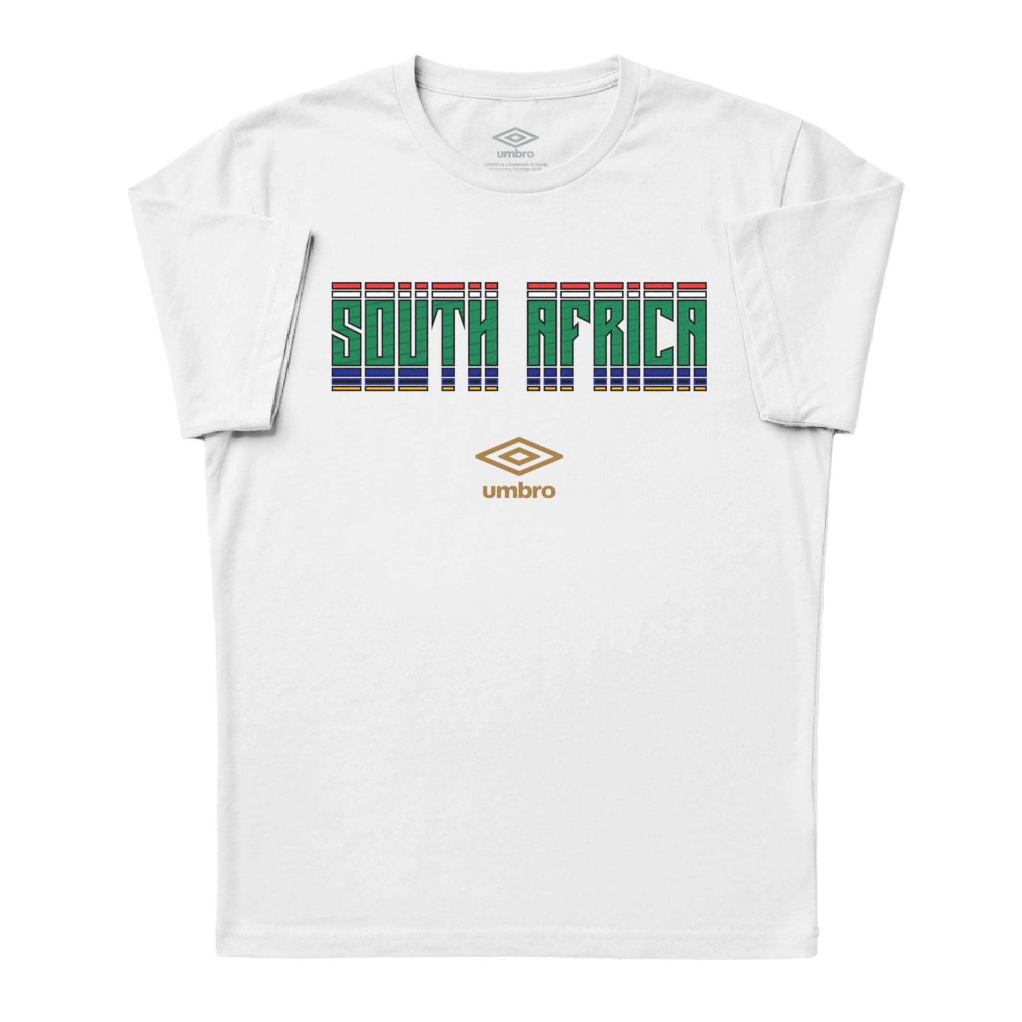 South Africa Stacked white soccer tee in cotton with short sleeves - Shop men's workout tee shirts by Umbro.