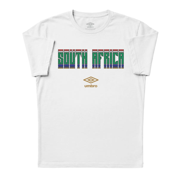 South Africa Stacked White Soccer T-Shirt