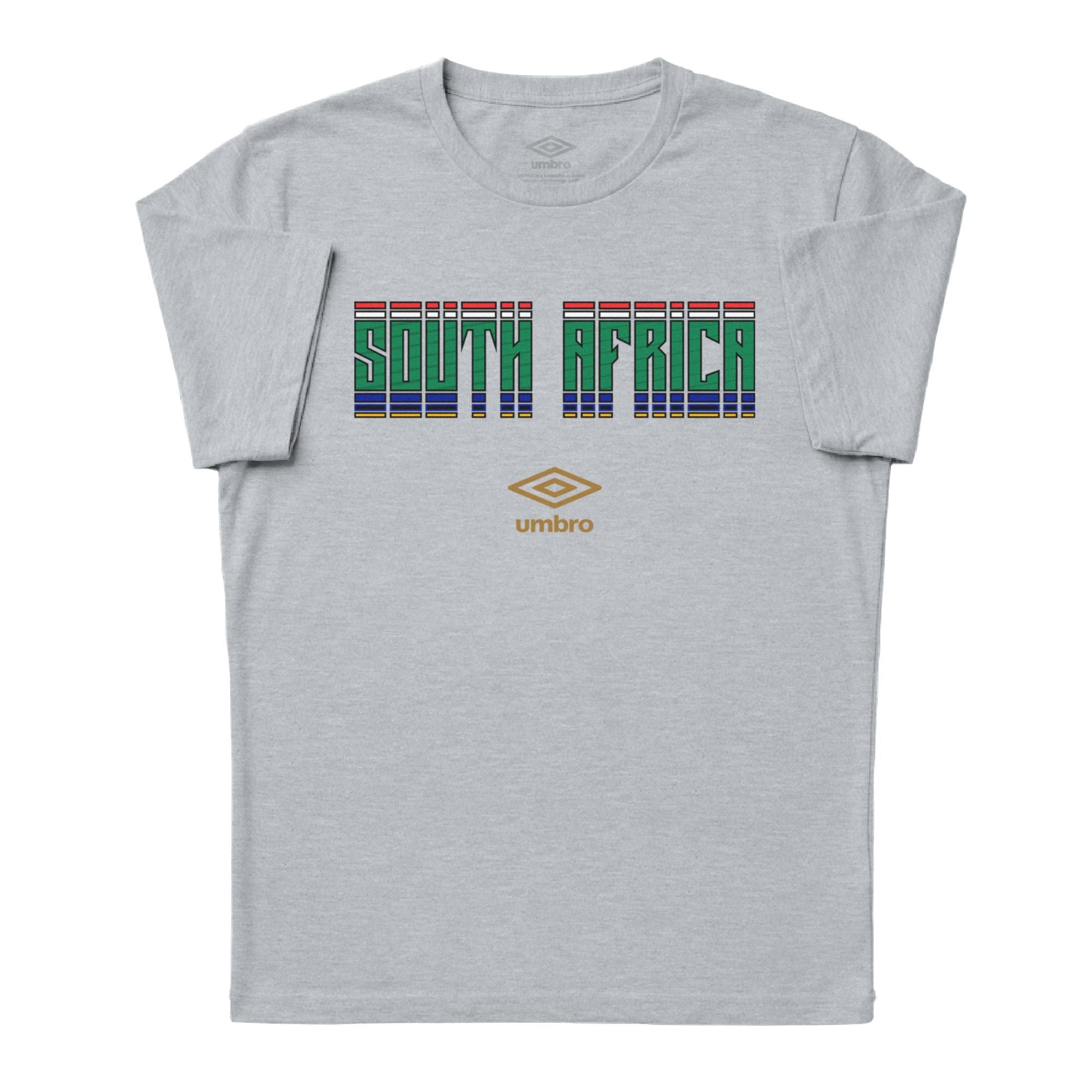 South africa stacked grey soccer tee in cotton with short sleeves and round neck - Shop men's workout tee shirts by Umbro