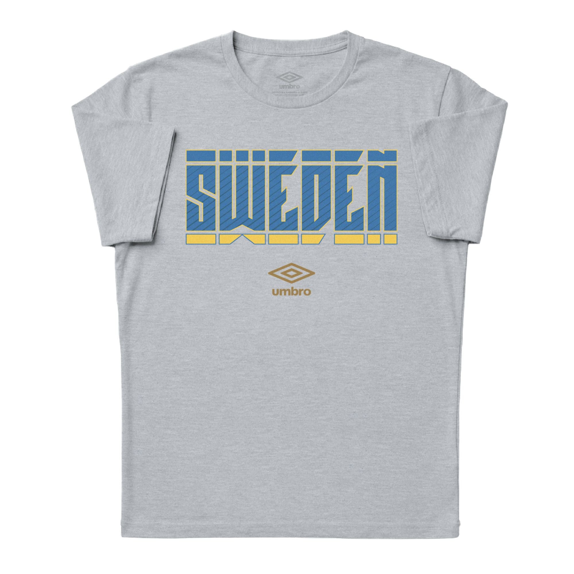 Sweden Stacked grey soccer tee in 100% cotton with short sleeves and round neck - Shop men's workout tees by Umbro
