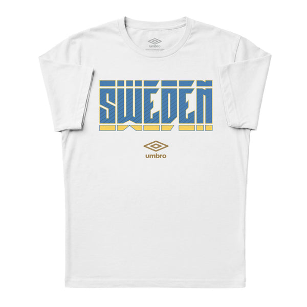 Sweden Stacked White Soccer T-Shirt