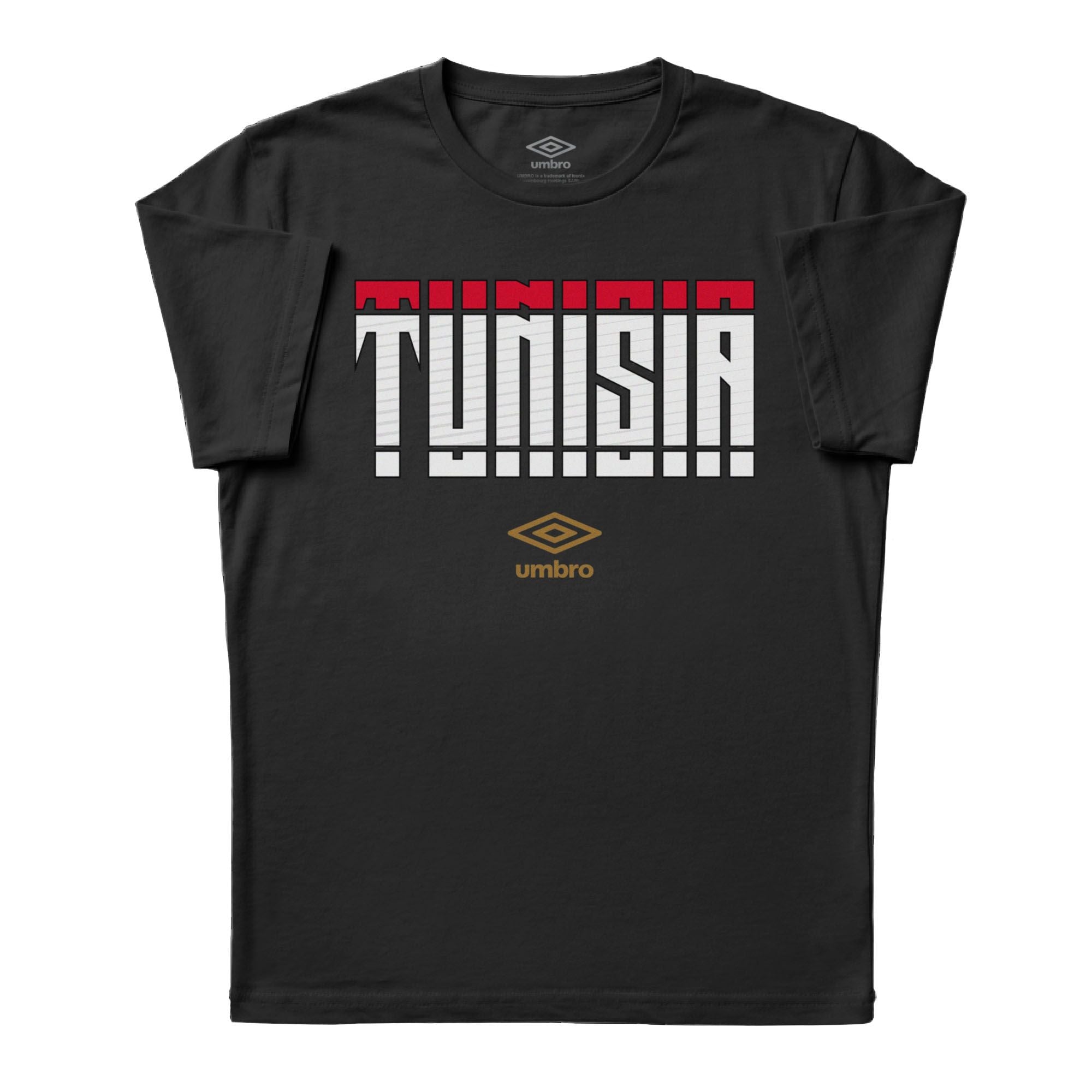 Tunisia Stacked black soccer tee in cotton with short sleeves - Shop men's workout tee shirts by Umbro