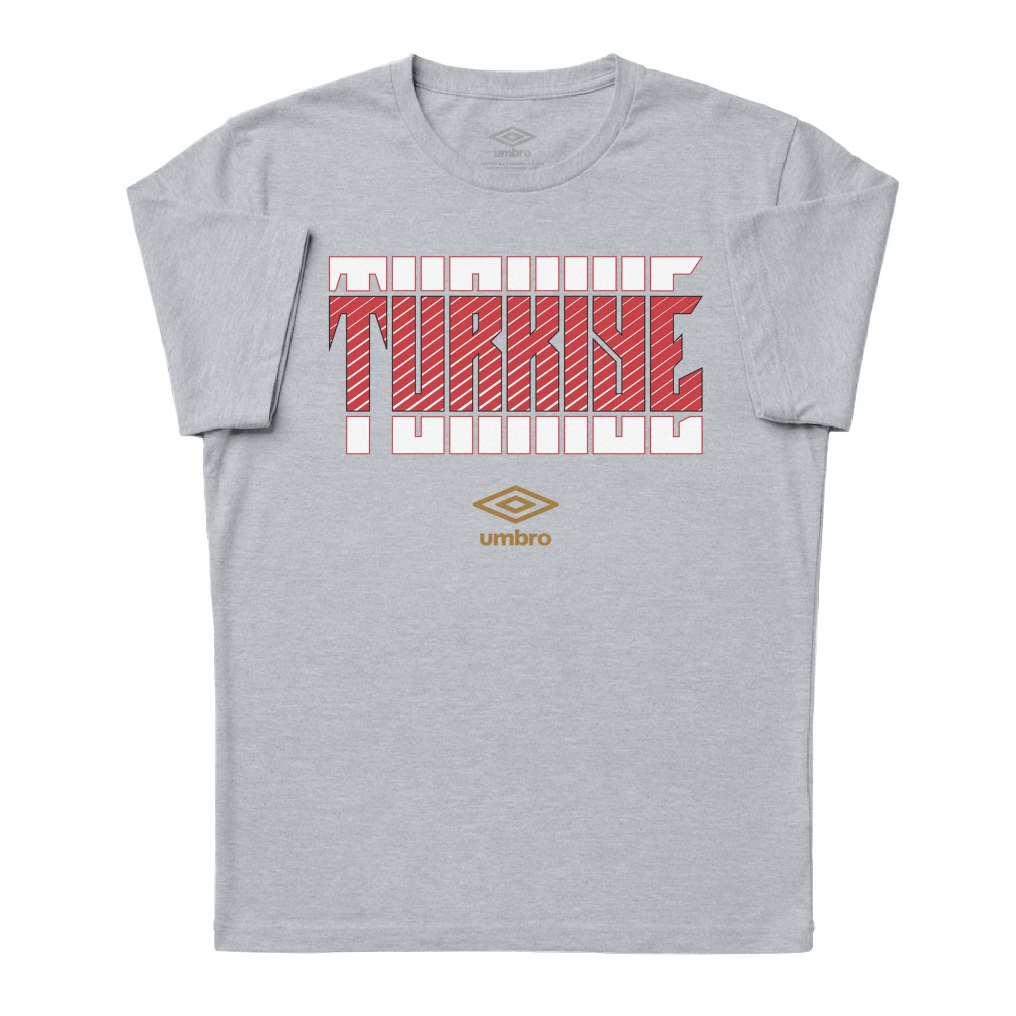 Turkiye Stacked grey soccer tee in 100% cotton with short sleeves and round neck - Shop men's workout tees by Umbro.