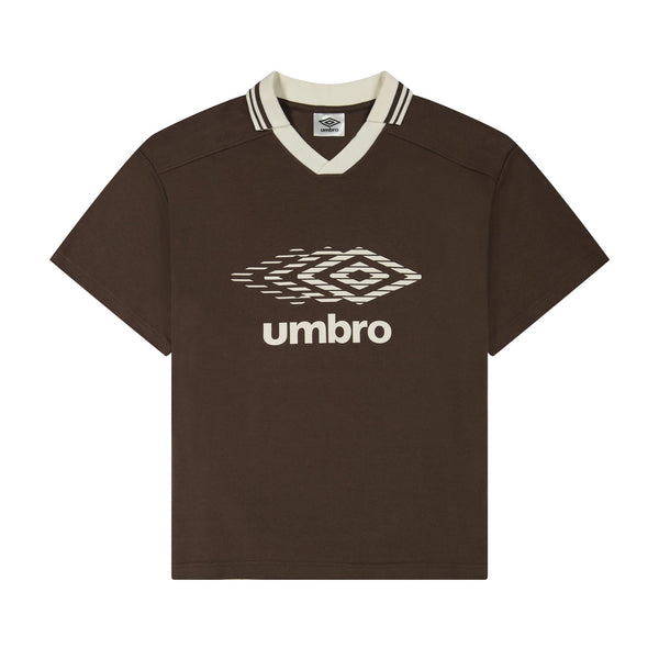 ウェア 90s Umbro Black-Brown Mock FB Shirt Men's Brown Johnny Collared Soccer Shirt