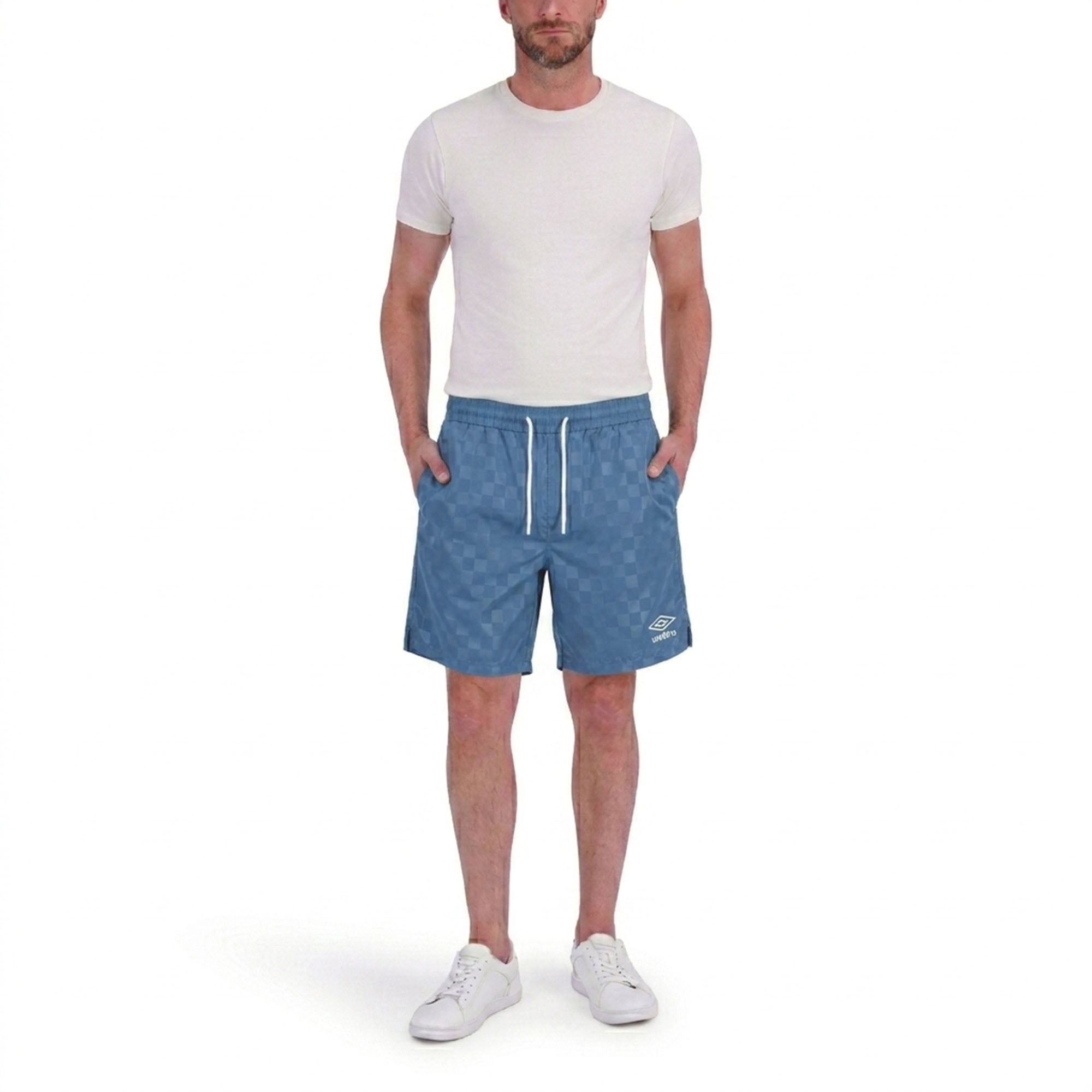 Men's Checkered Jacquard Slate Blue Soccer Short