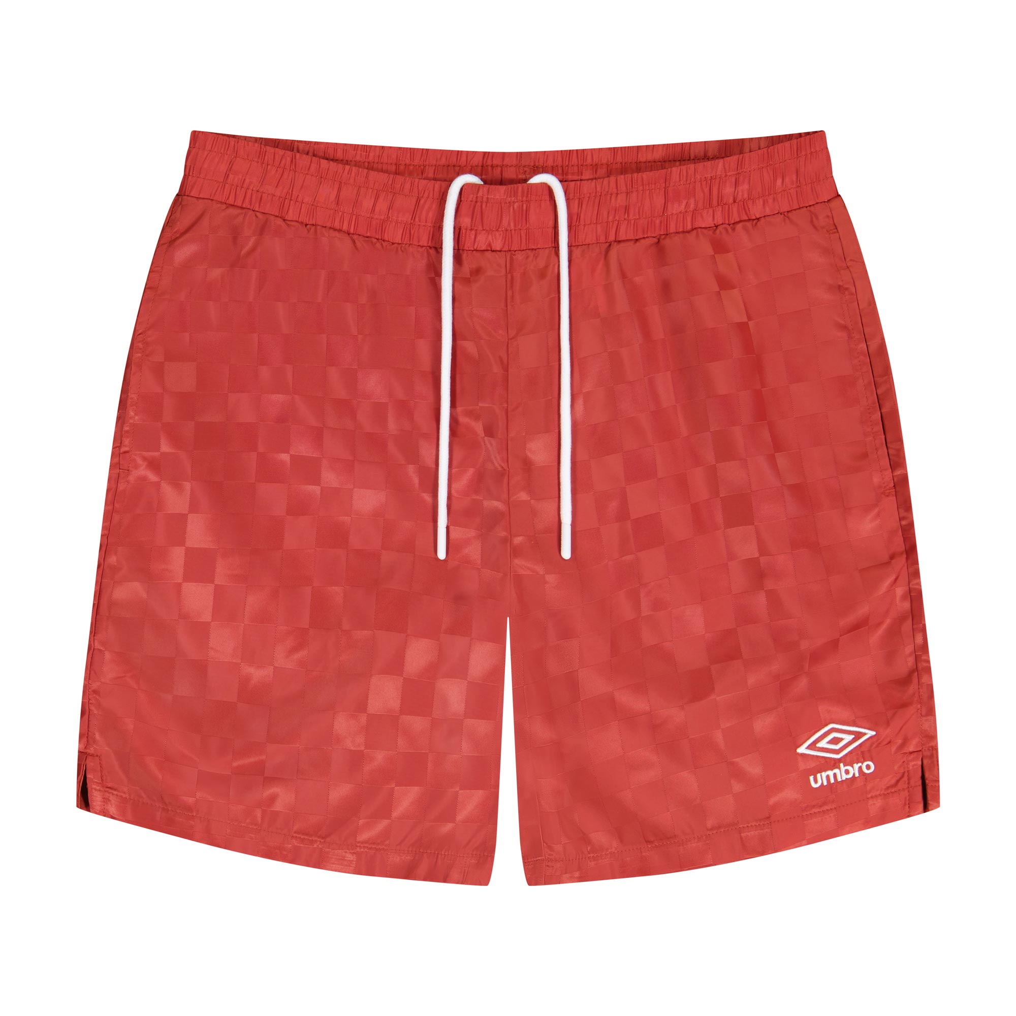 Umbro Men's Checkered Jacquard Rust Red Soccer Short