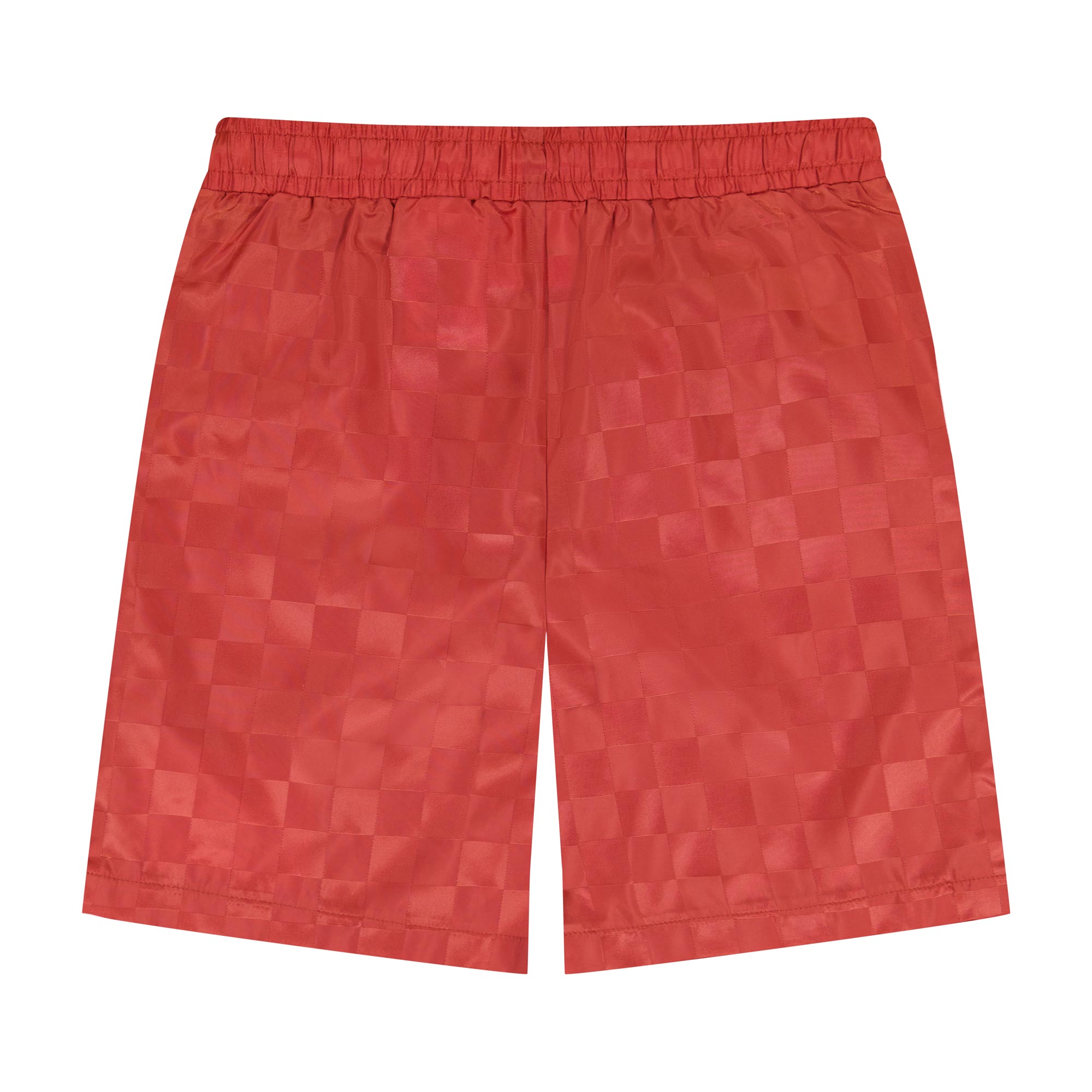 Youth Boy's Checkered Jacquard Rust Red Soccer Short