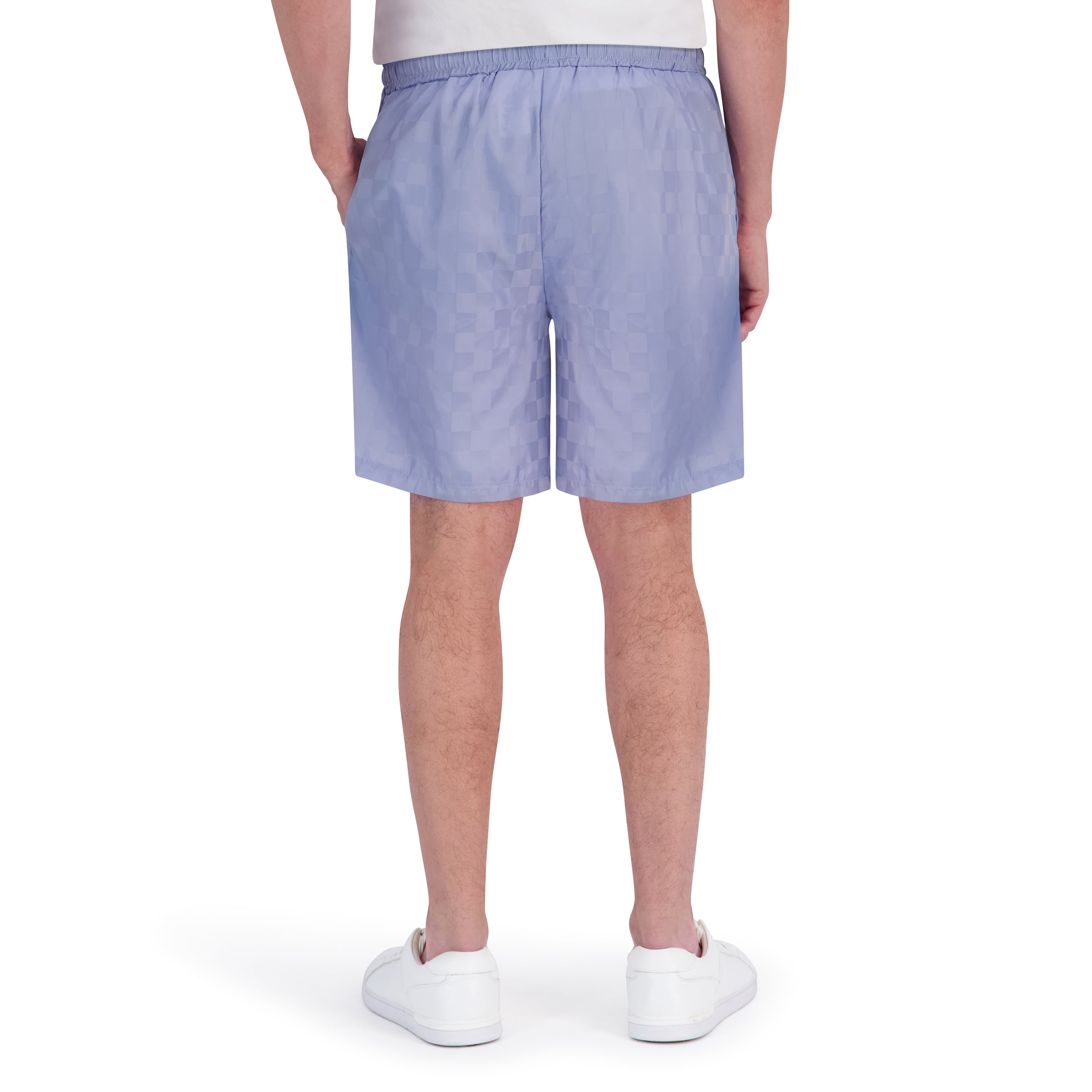 Men's Checkered Jacquard Light Blue Soccer Short