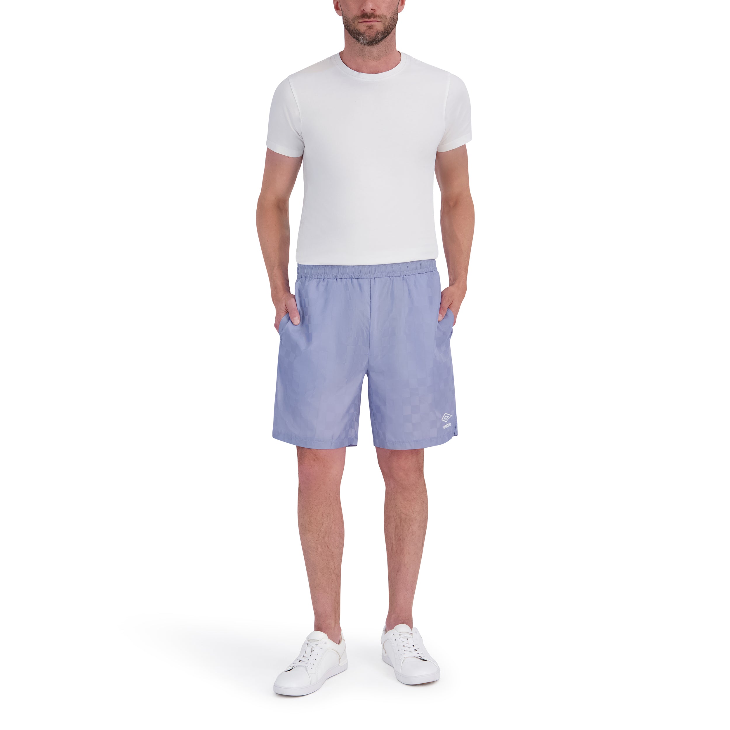 Men's Checkered Jacquard Light Blue Soccer Short