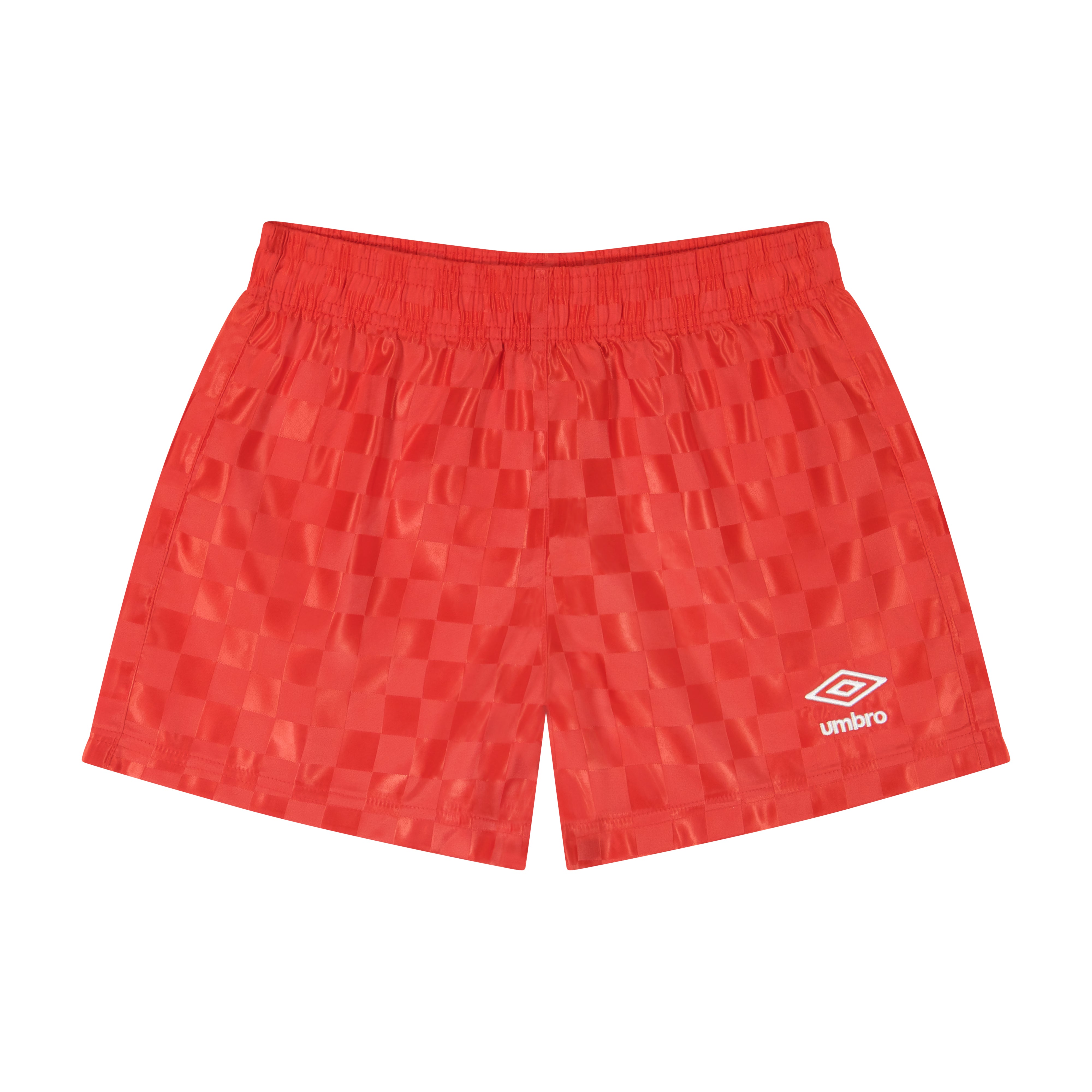 Girl's bright red checkered soccer shorts offer a comfortable, relaxed fit. Shop womens soccer shorts by Umbro.