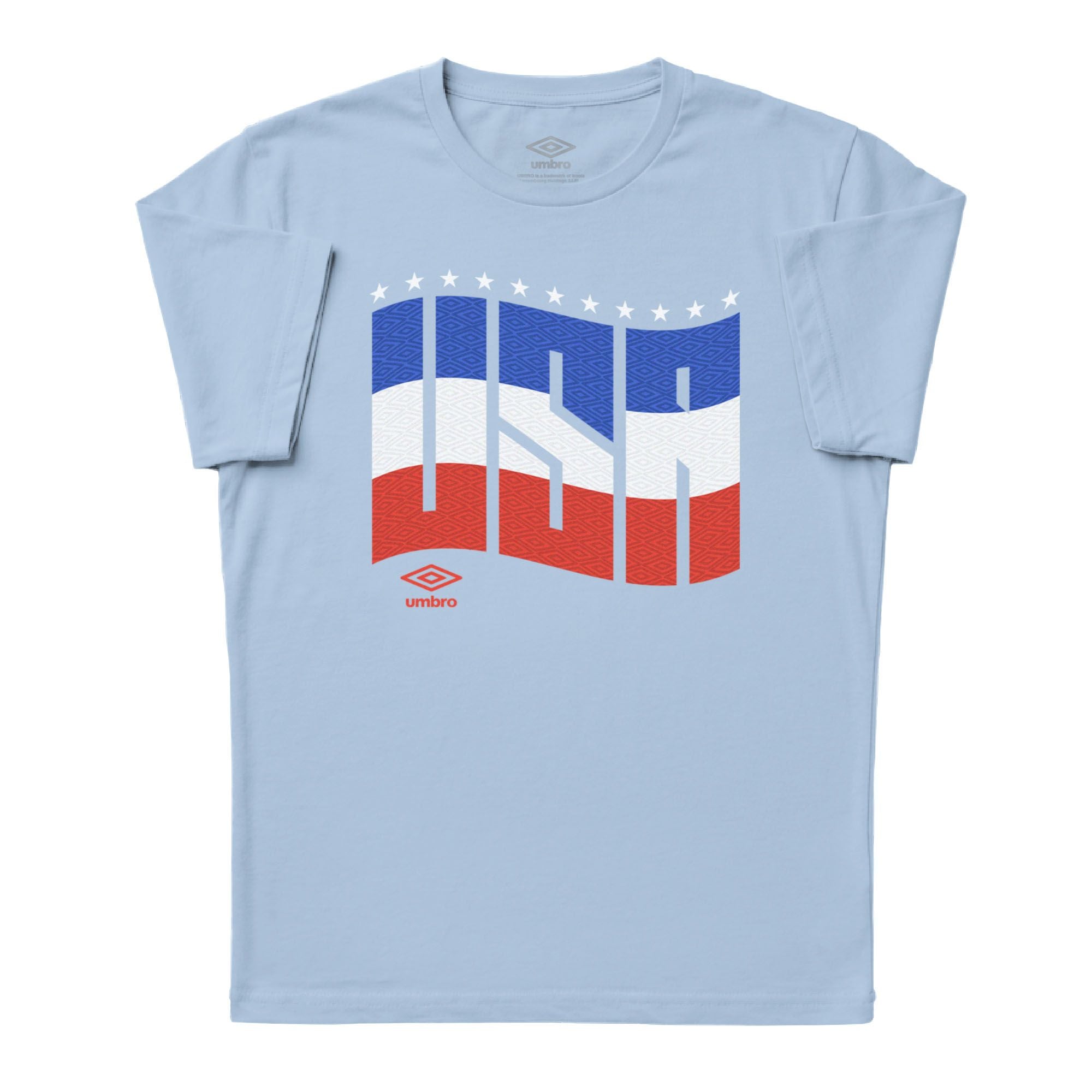 USA wavy graphic soccer light blue tees. Shop soft cotton graphic soccer tees by Umbro.