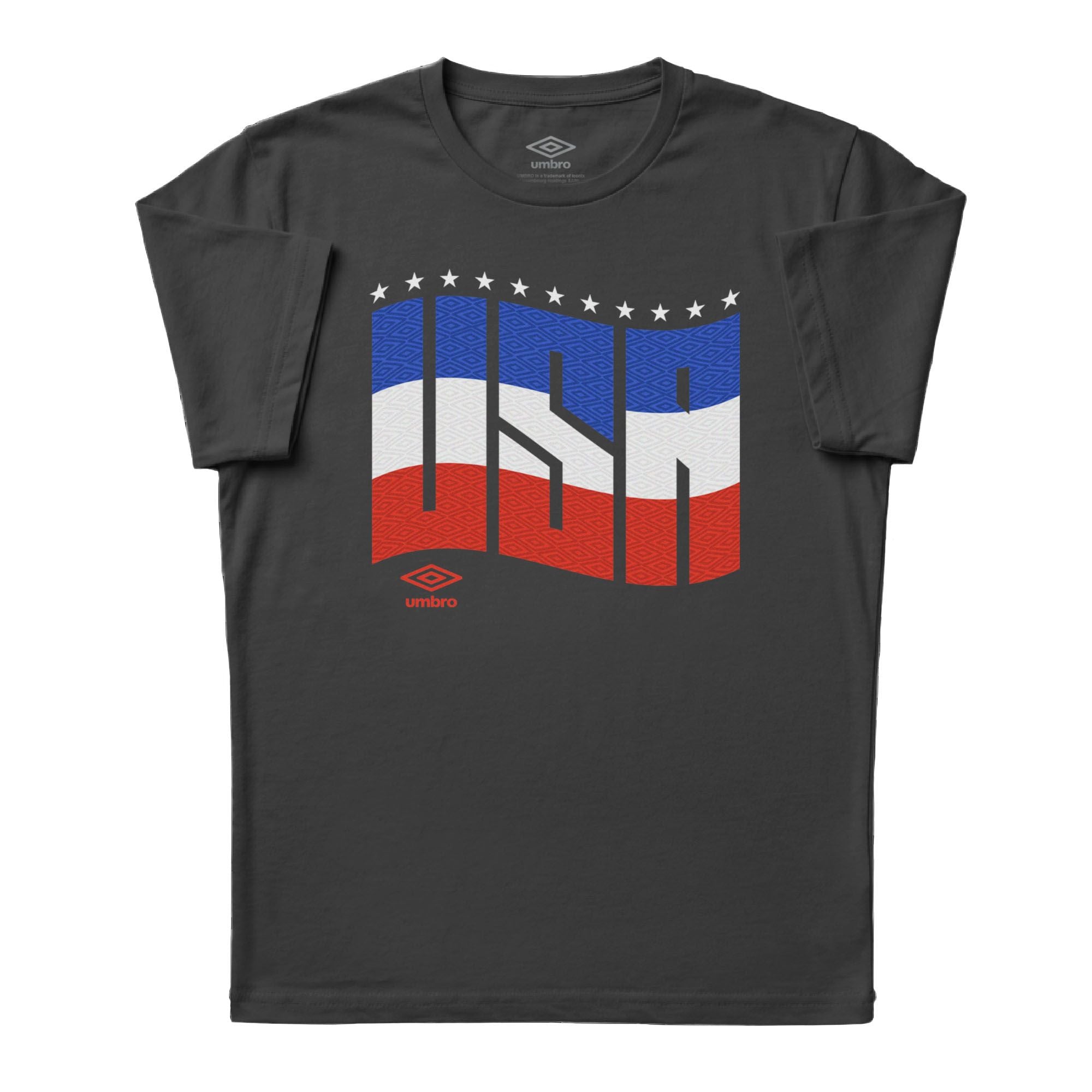 USA wavy graphic soccer black tees. Shop soft cotton graphic soccer tees by Umbro.