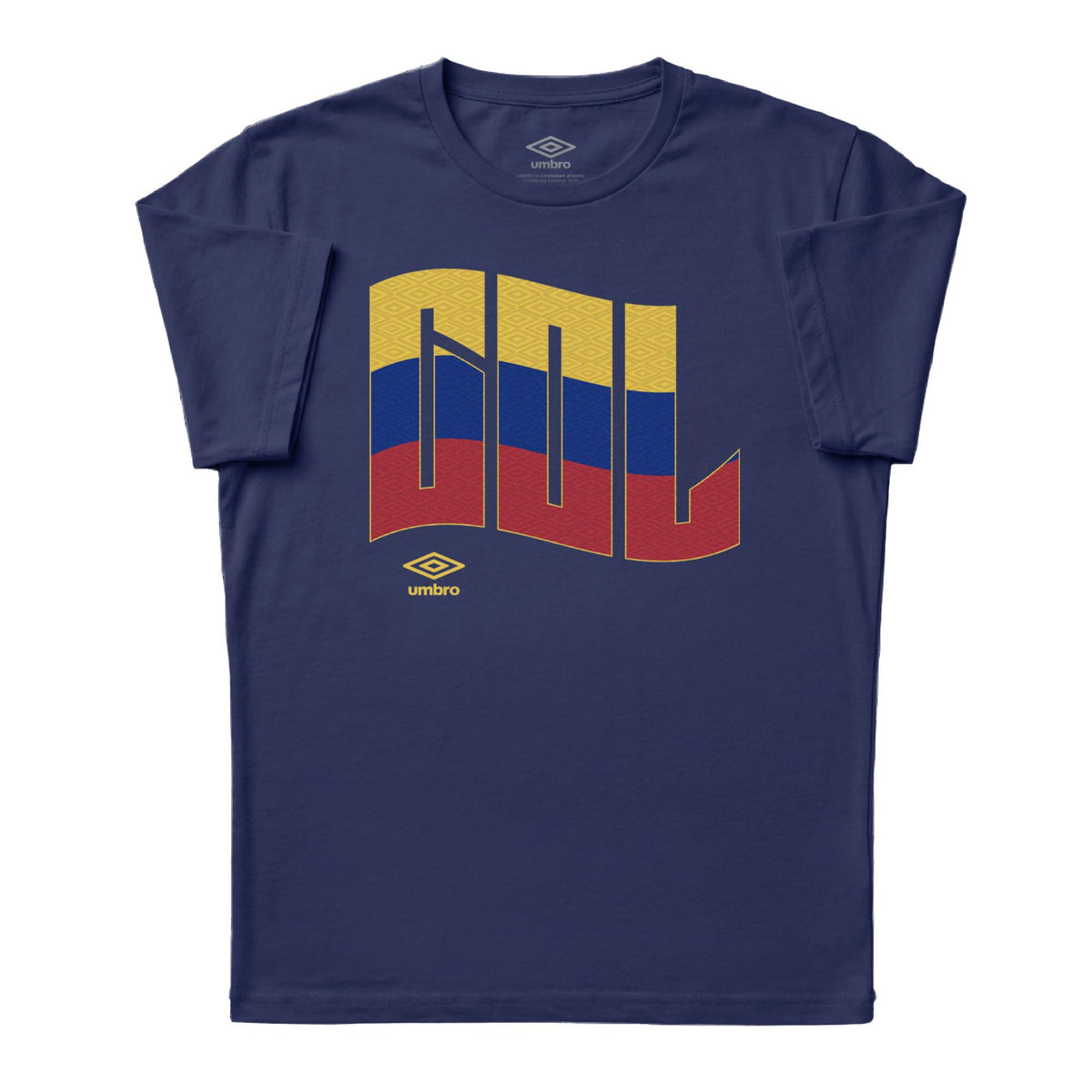 Colombia wavy graphic navy blue soccer Tees / Shop football team t-shirts in soft cotton by Umbro.