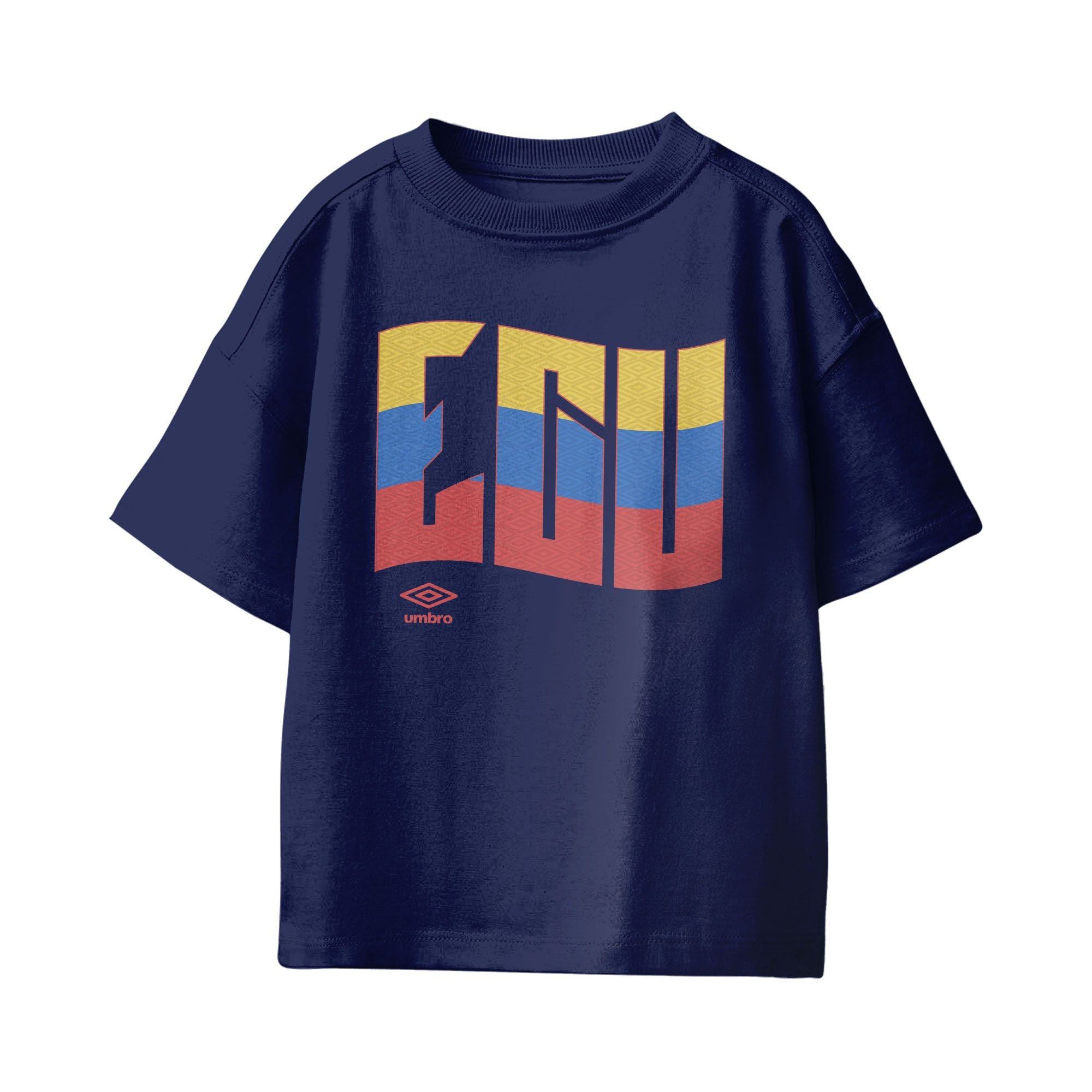 Kids’ Ecuador wavy graphic navy soccer tees. Shop football team t-shirts in soft cotton by Umbro.