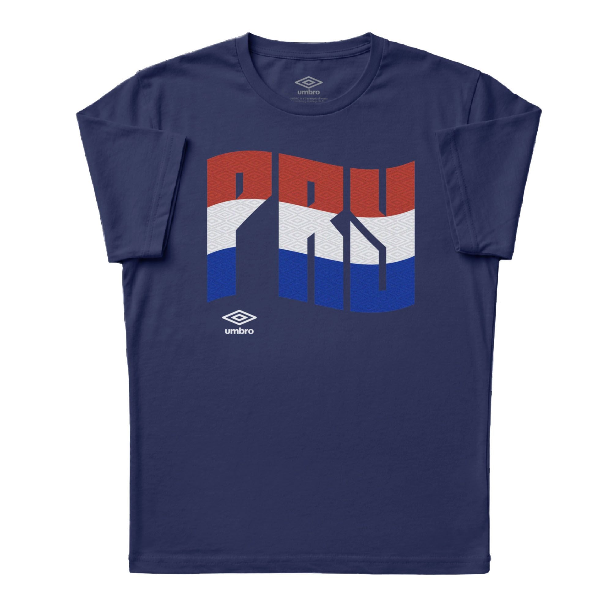Paraguay wavy graphic navy soccer Tshirts. Shop football team tees in soft cotton by Umbro.