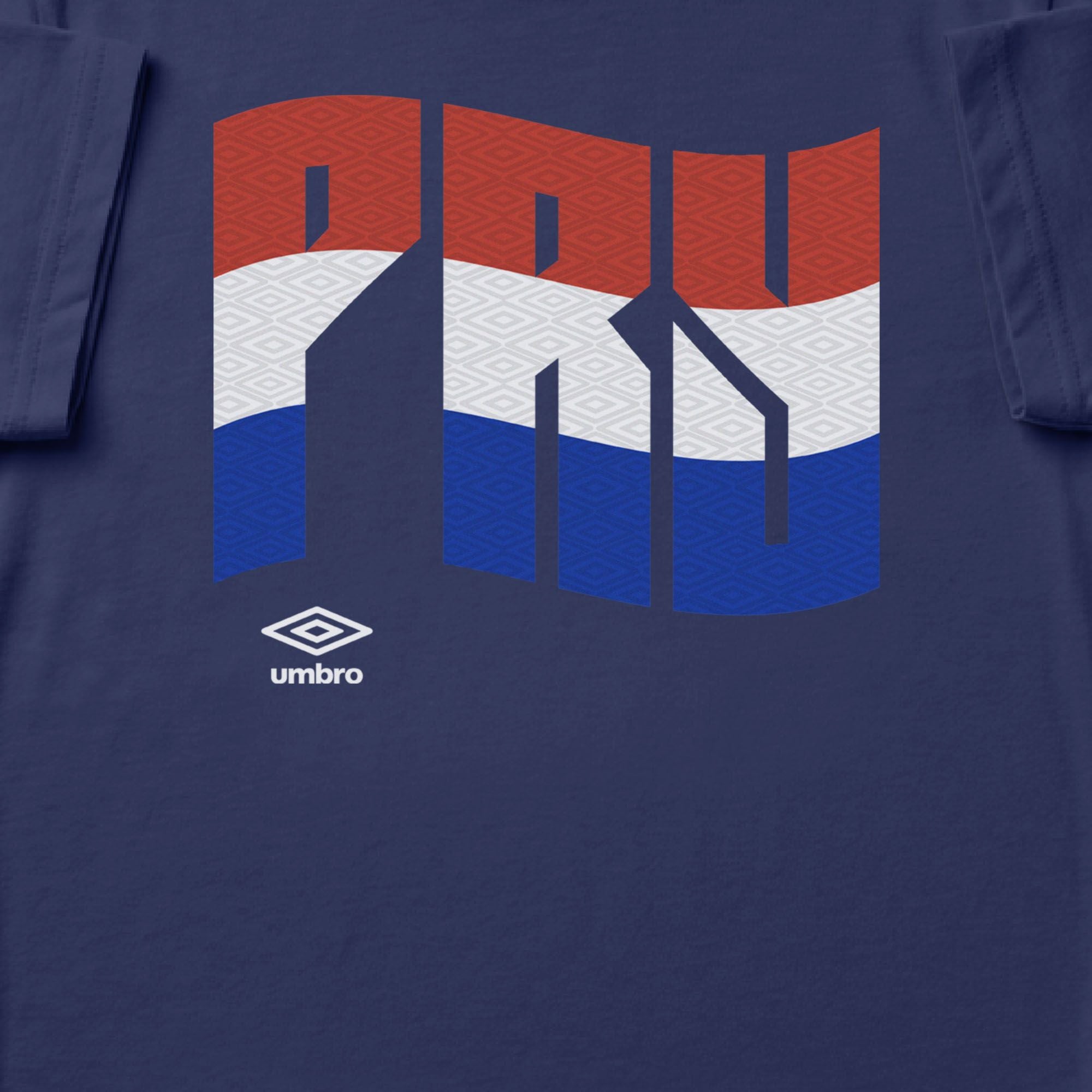 Paraguay wavy graphic navy soccer Tshirts. Shop football team tees in soft cotton by Umbro.