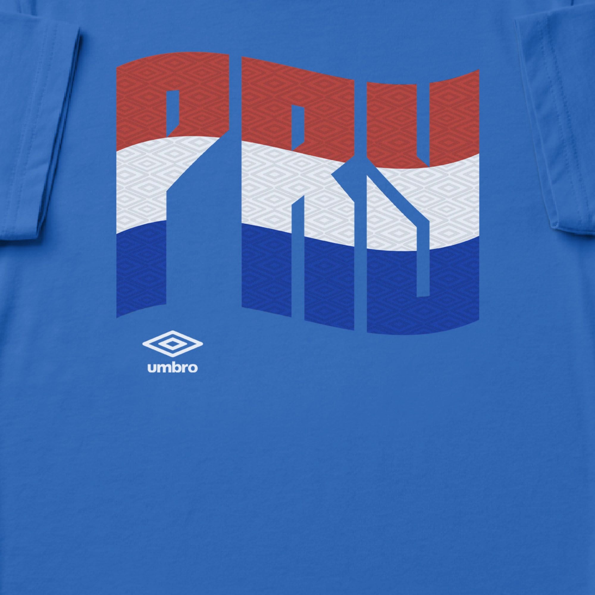 Paraguay wavy graphic royal soccer Tshirts. Shop football team tees in soft cotton by Umbro.