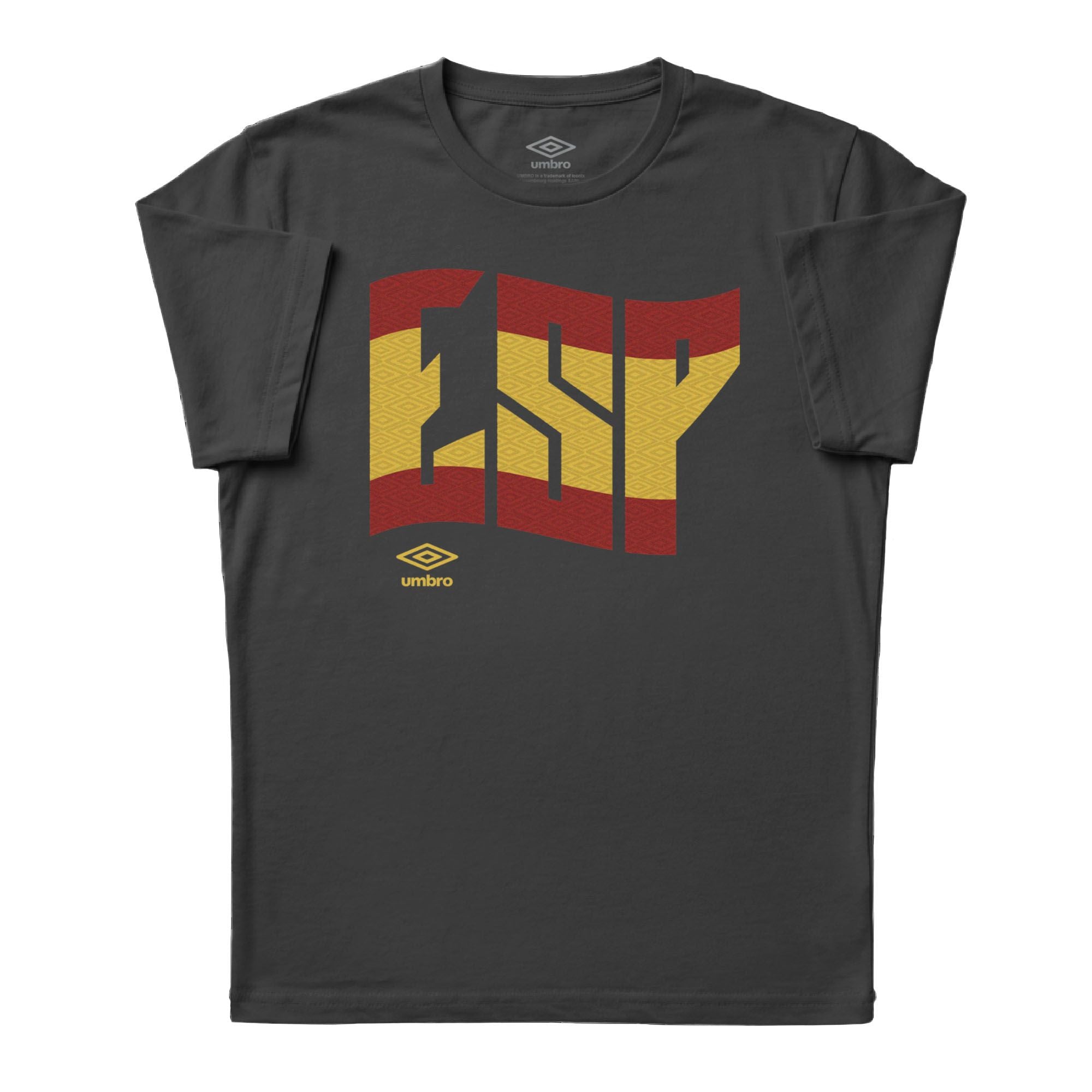 Spain wavy graphic black soccer Tees / Shop football team t-shirts in soft cotton by Umbro.