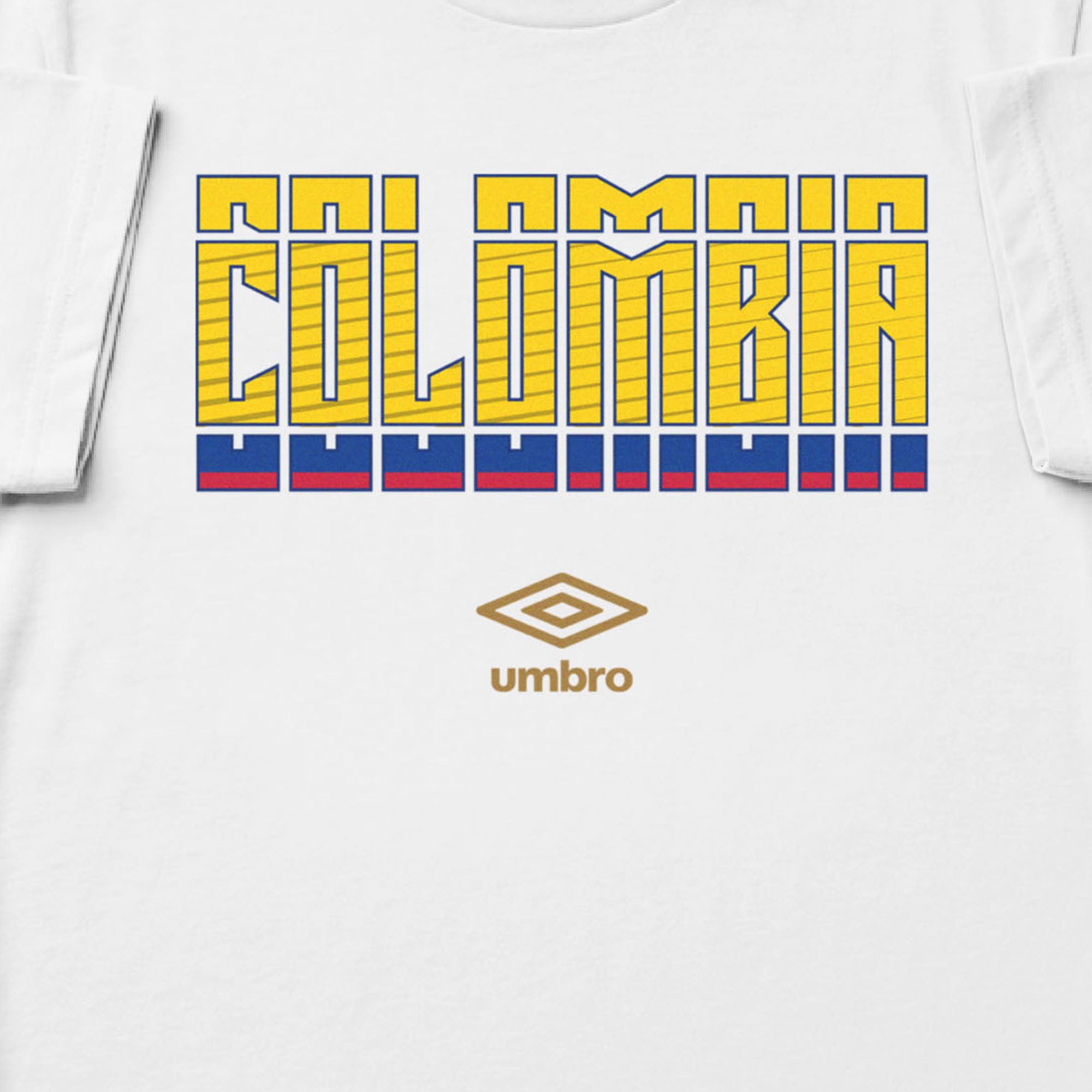 Colombia Stacked white soccer t shirt in 100% cotton with short sleeves - Shop men's graphic tee shirts by Umbro