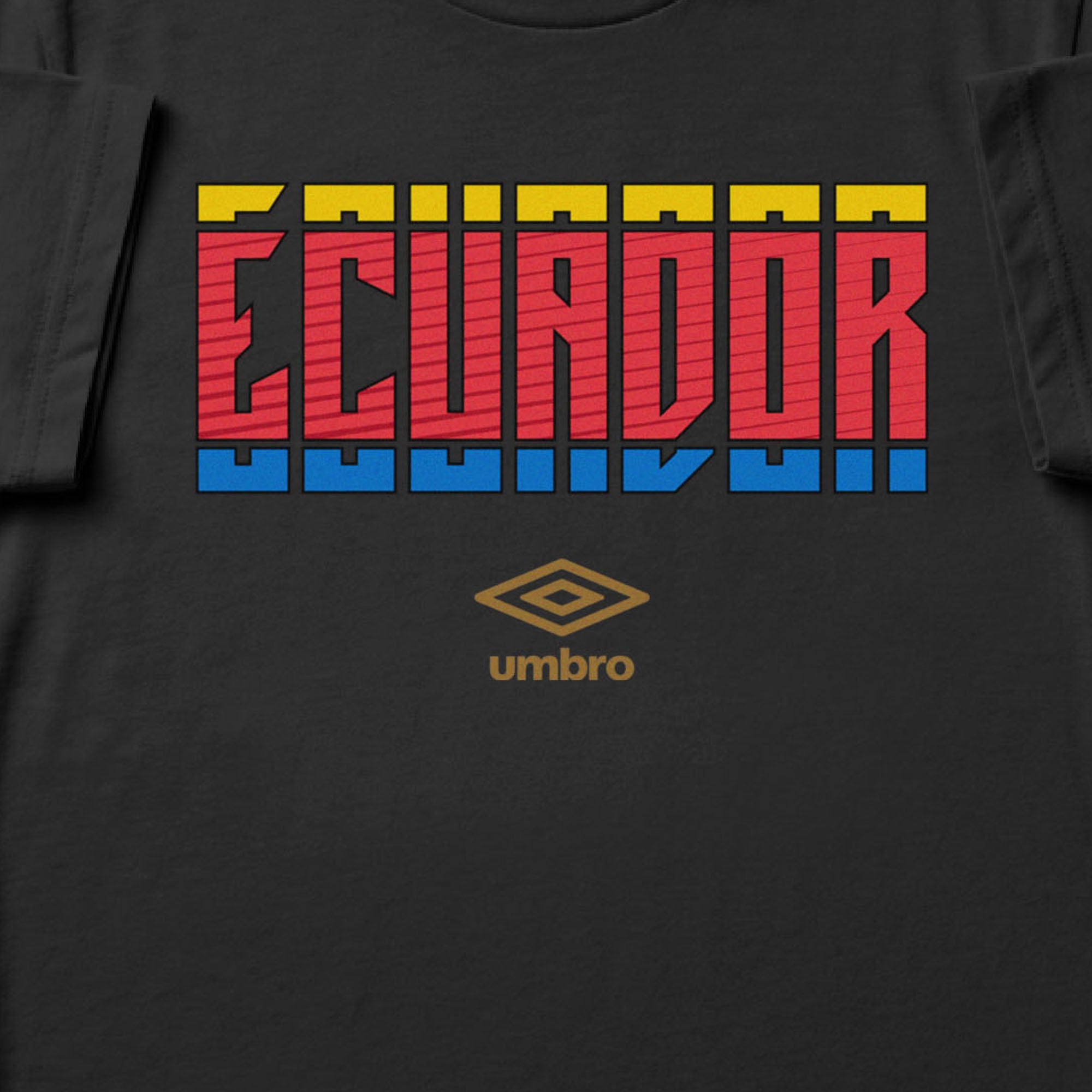 Ecuador stacked graphic black soccer T-shirt. Shop football team tees in soft cotton by Umbro.