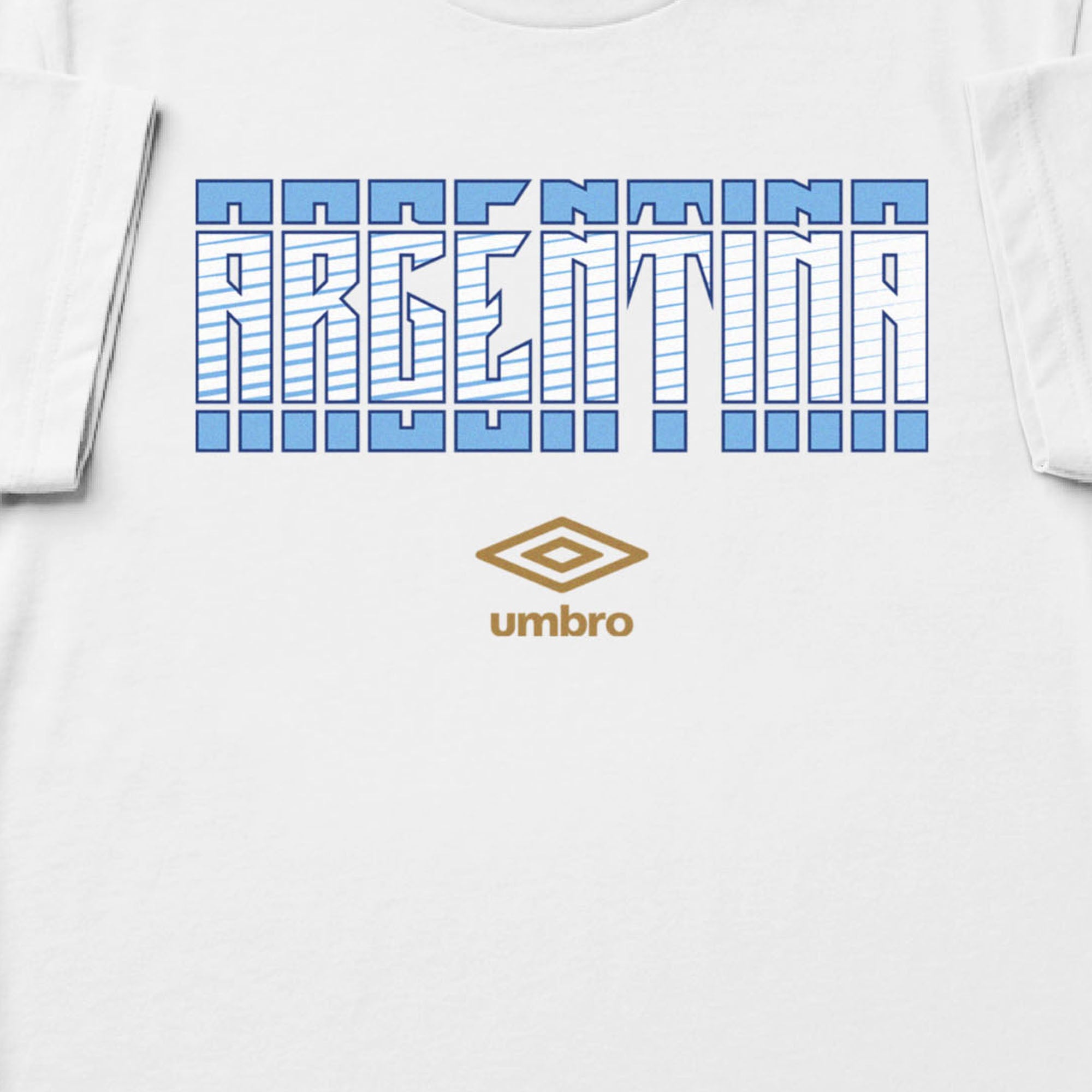 Argentina stacked white soccer tee in 100% cotton - Shop men's workout tee shirts by Umbro.