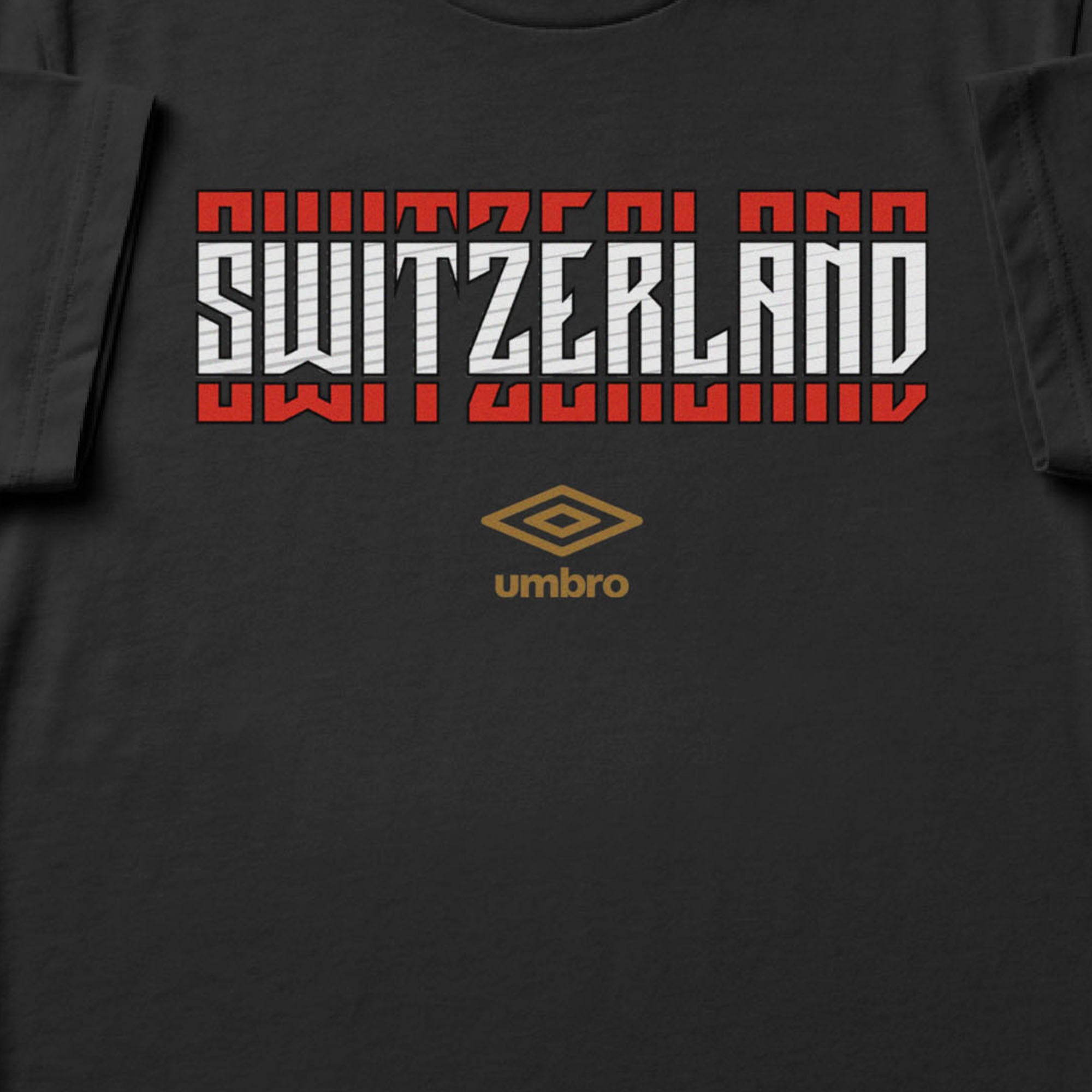 Switzerland Stacked black soccer t shirt in 100% cotton with short sleeves - Shop men's graphic tees by Umbro.