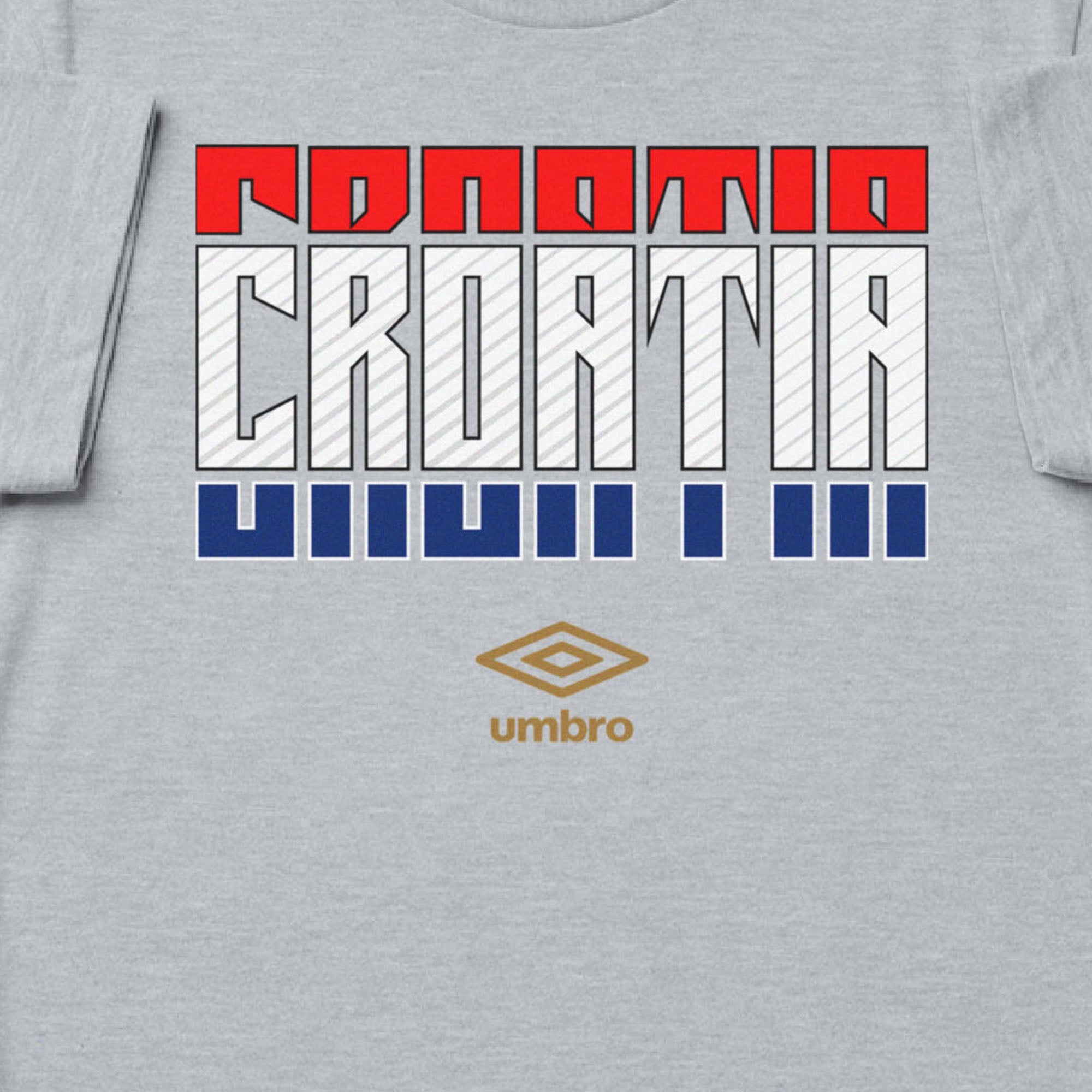 Croatia Stacked grey soccer t shirt in 100% cotton with short sleeves - Shop men's graphic tee shirts by Umbro.
