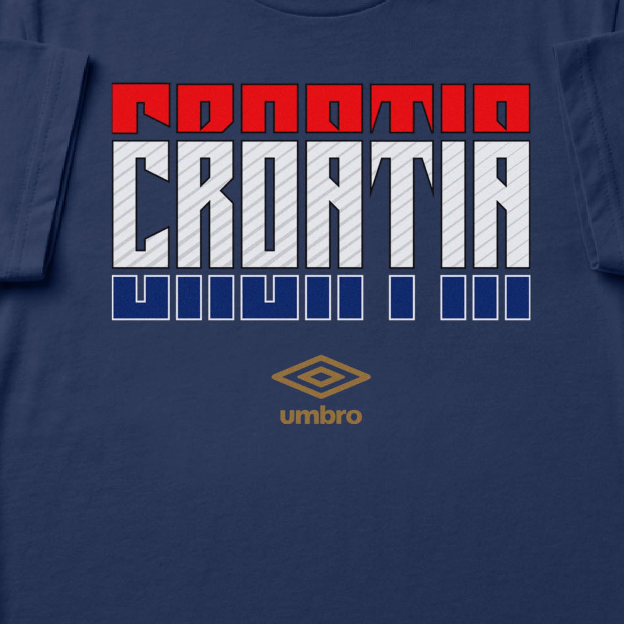 Croatia Stacked navy blue soccer t shirt in 100% cotton with short sleeves - Shop men's graphic tee shirts by Umbro