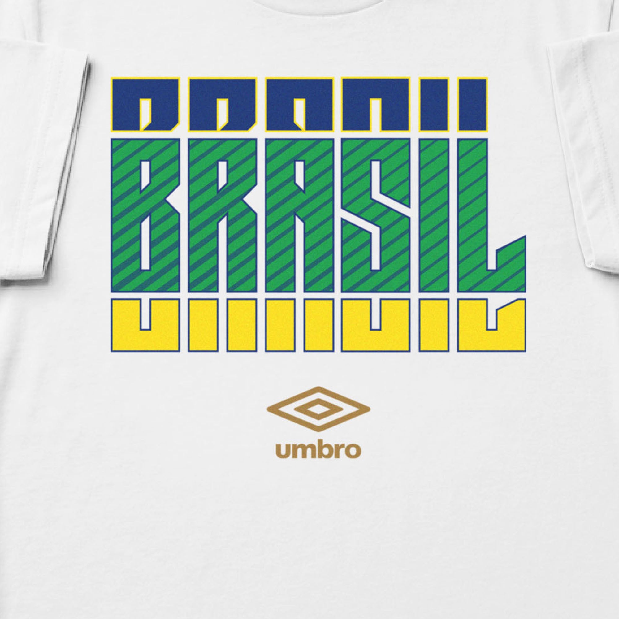 Brazil Stacked white soccer t shirt in 100% cotton with short sleeves - Shop men's graphic tee shirts by Umbro