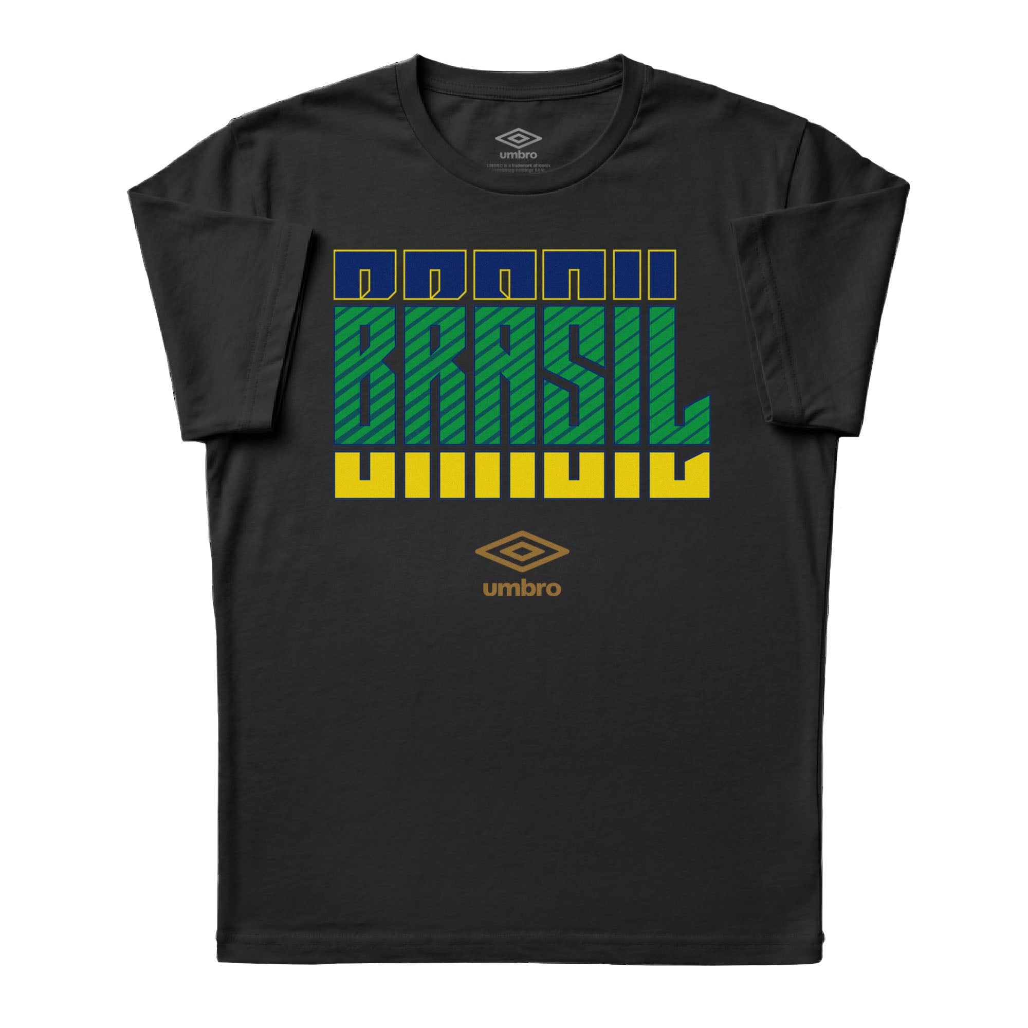 Brazil Stacked black soccer tee in 100% cotton with short sleeves and round neck - Shop men's graphic tee shirts by Umbro